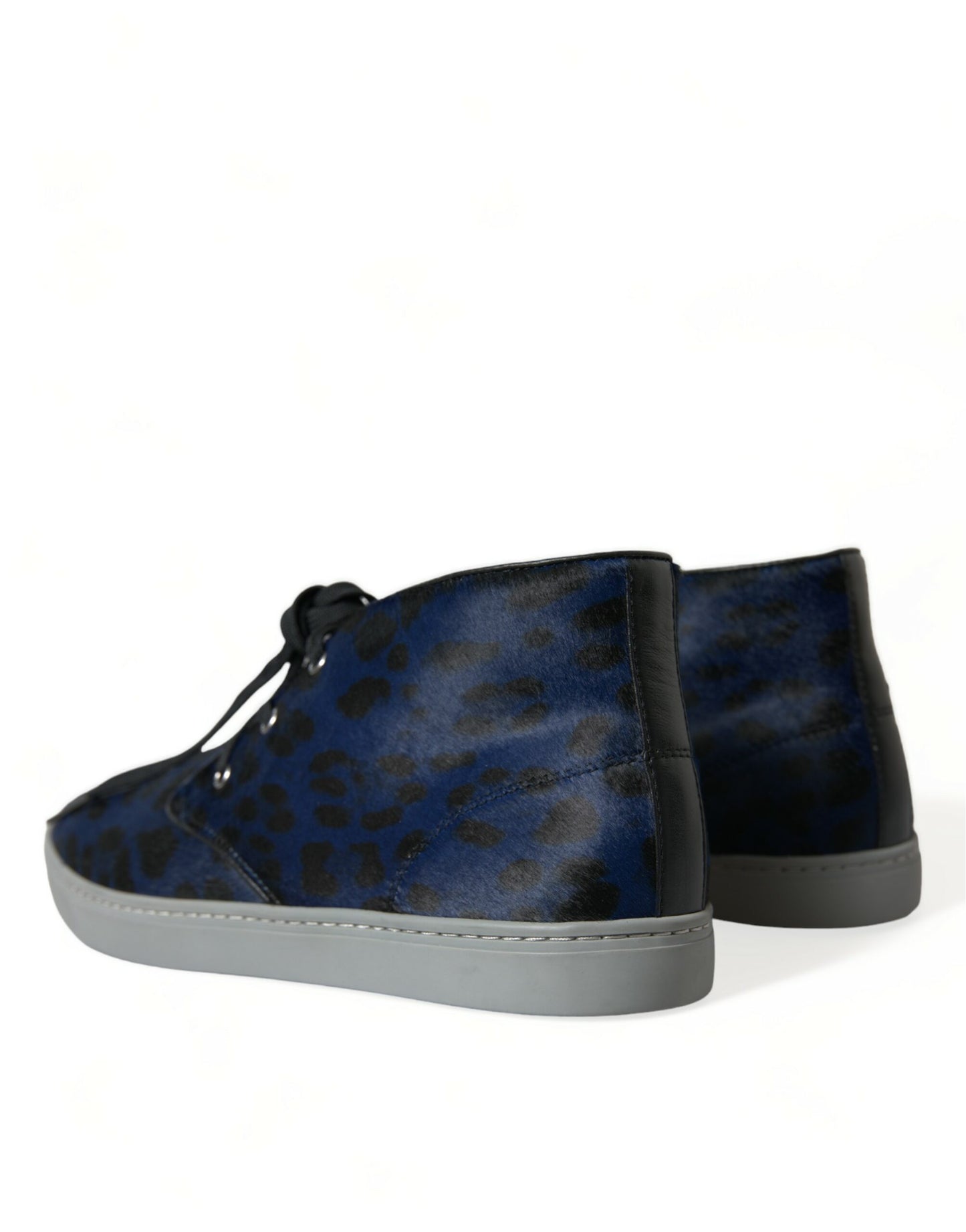 Dolce &amp; Gabbana Chic blue mid-top sneakers with leopard print