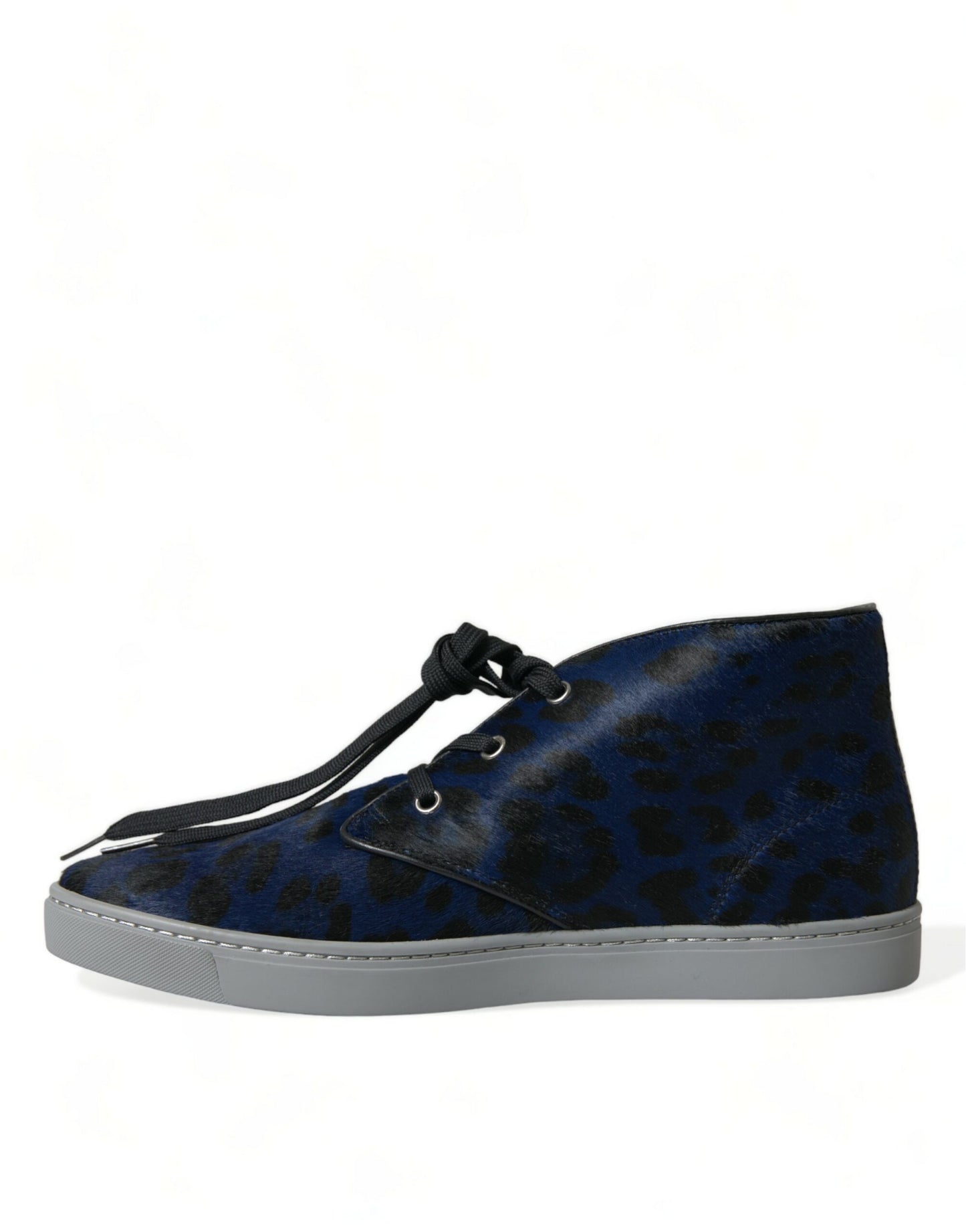 Dolce &amp; Gabbana Chic blue mid-top sneakers with leopard print