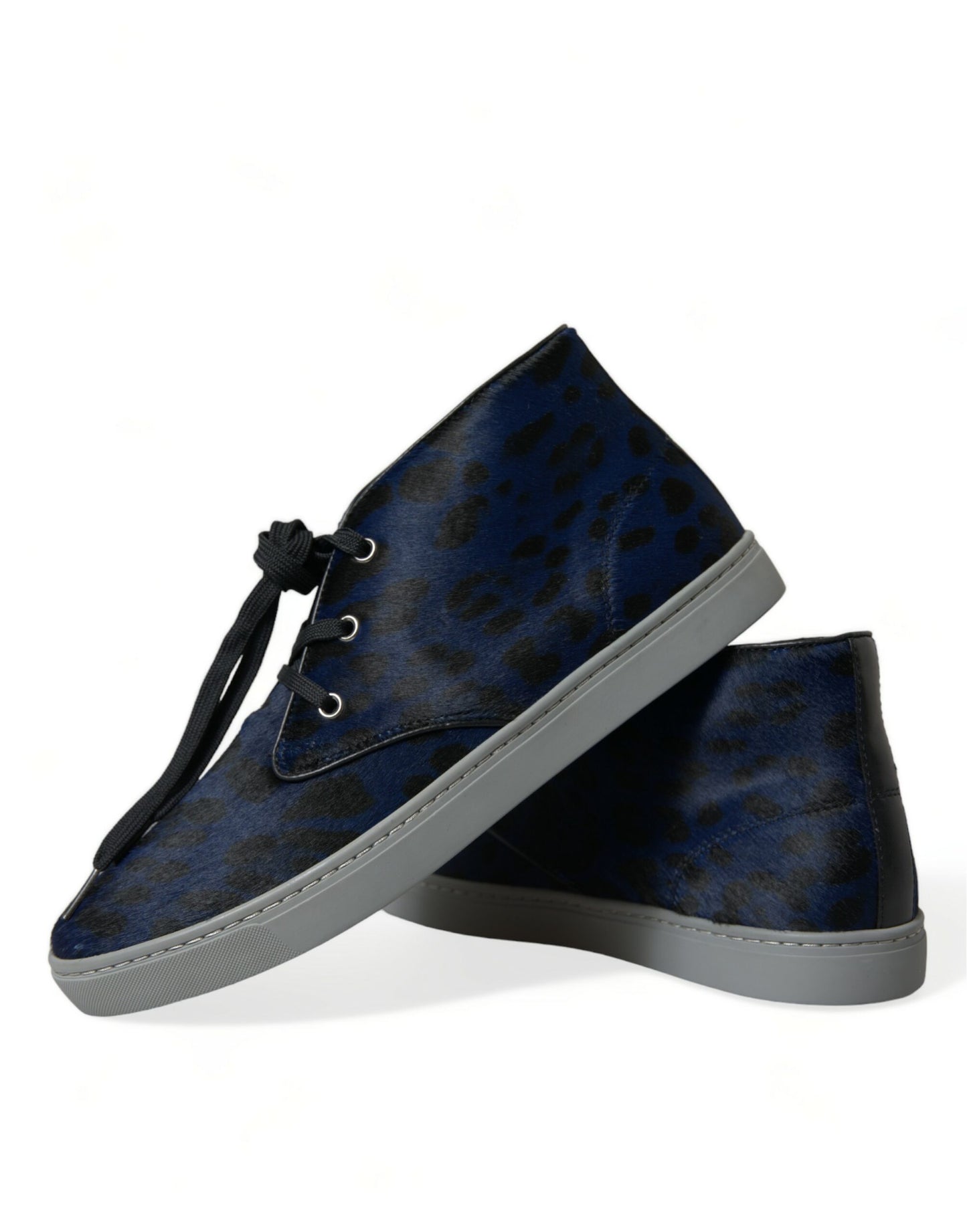 Dolce &amp; Gabbana Chic blue mid-top sneakers with leopard print