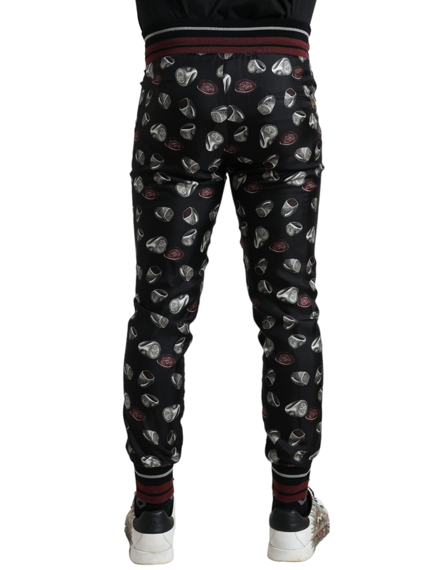 Dolce &amp; Gabbana Elegant silk jogging pants with ring print