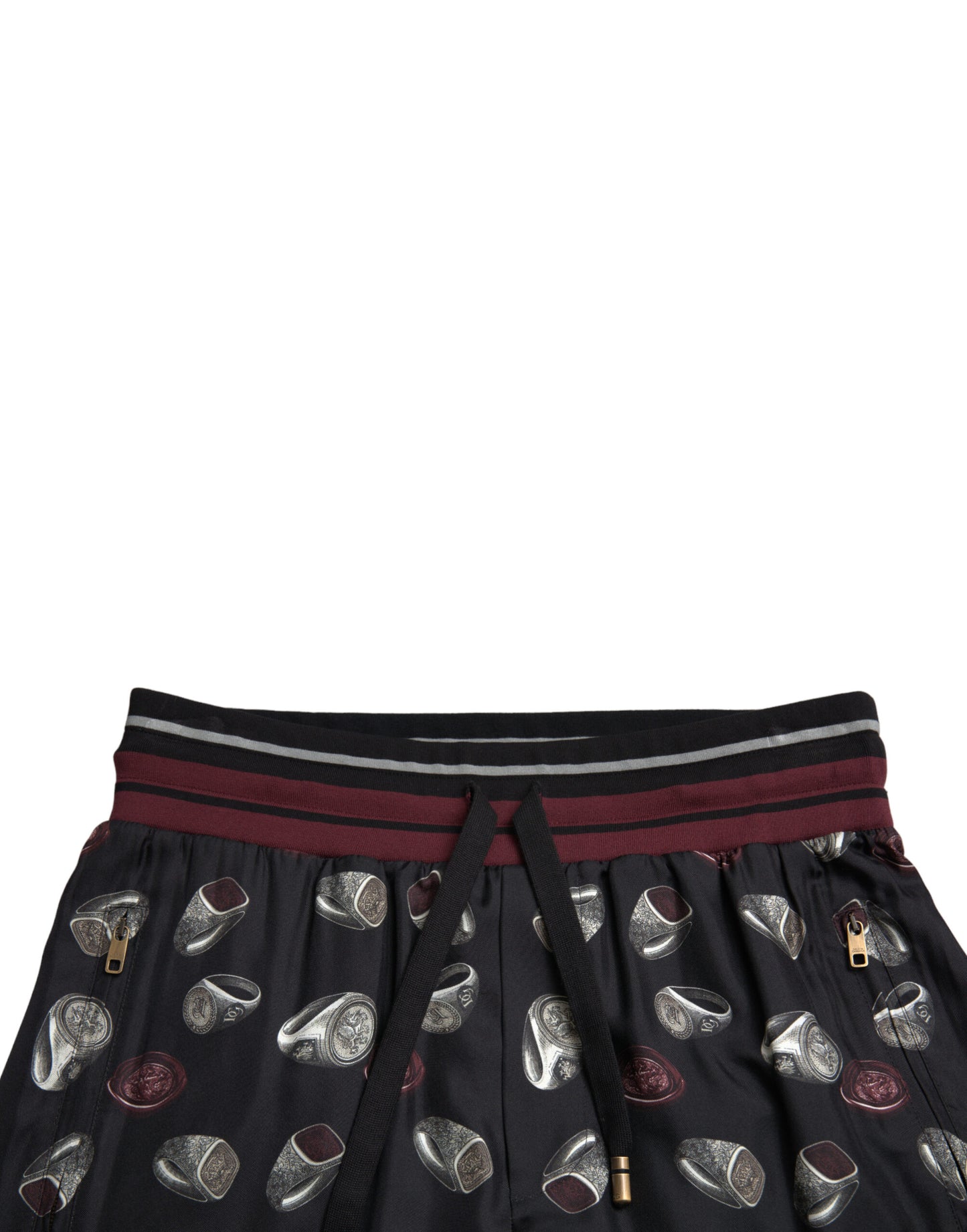 Dolce &amp; Gabbana Elegant silk jogging pants with ring print