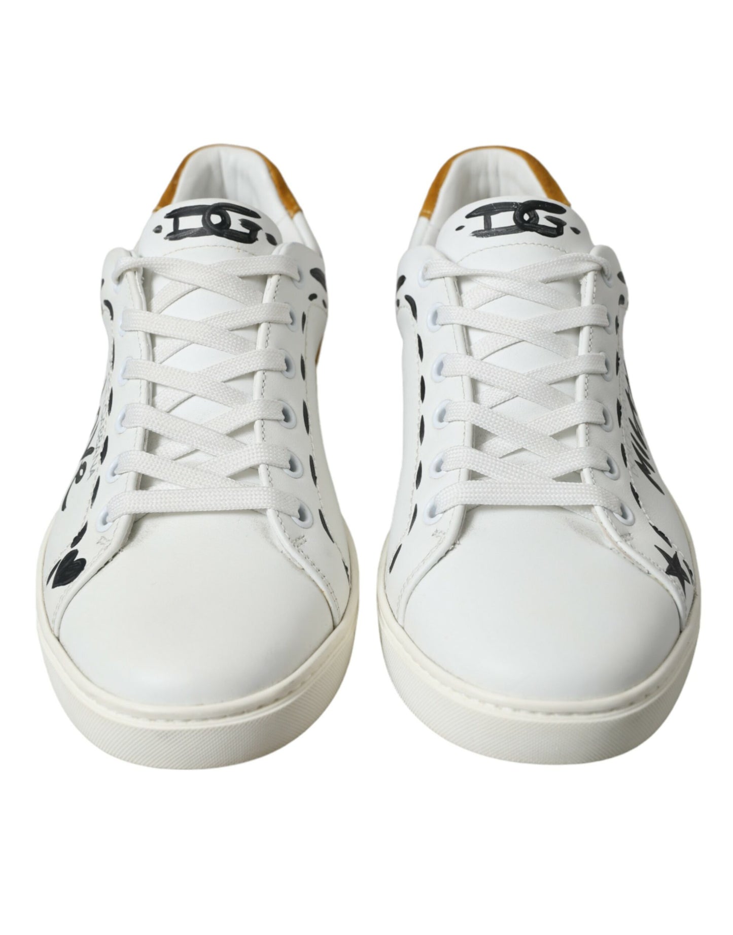 Dolce &amp; Gabbana Smooth white low-top leather sneakers