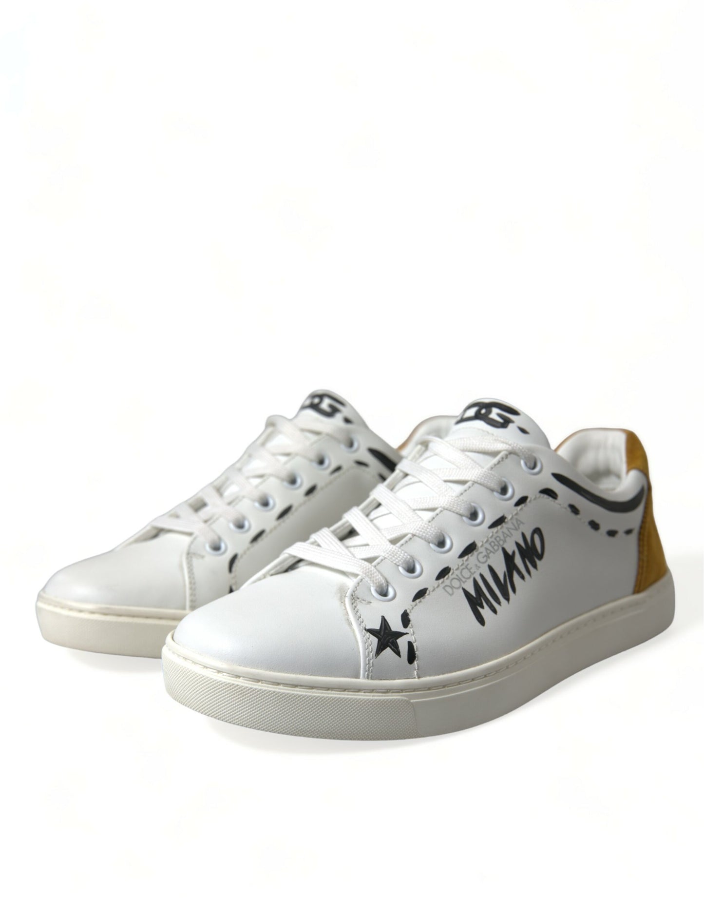 Dolce &amp; Gabbana Smooth white low-top leather sneakers