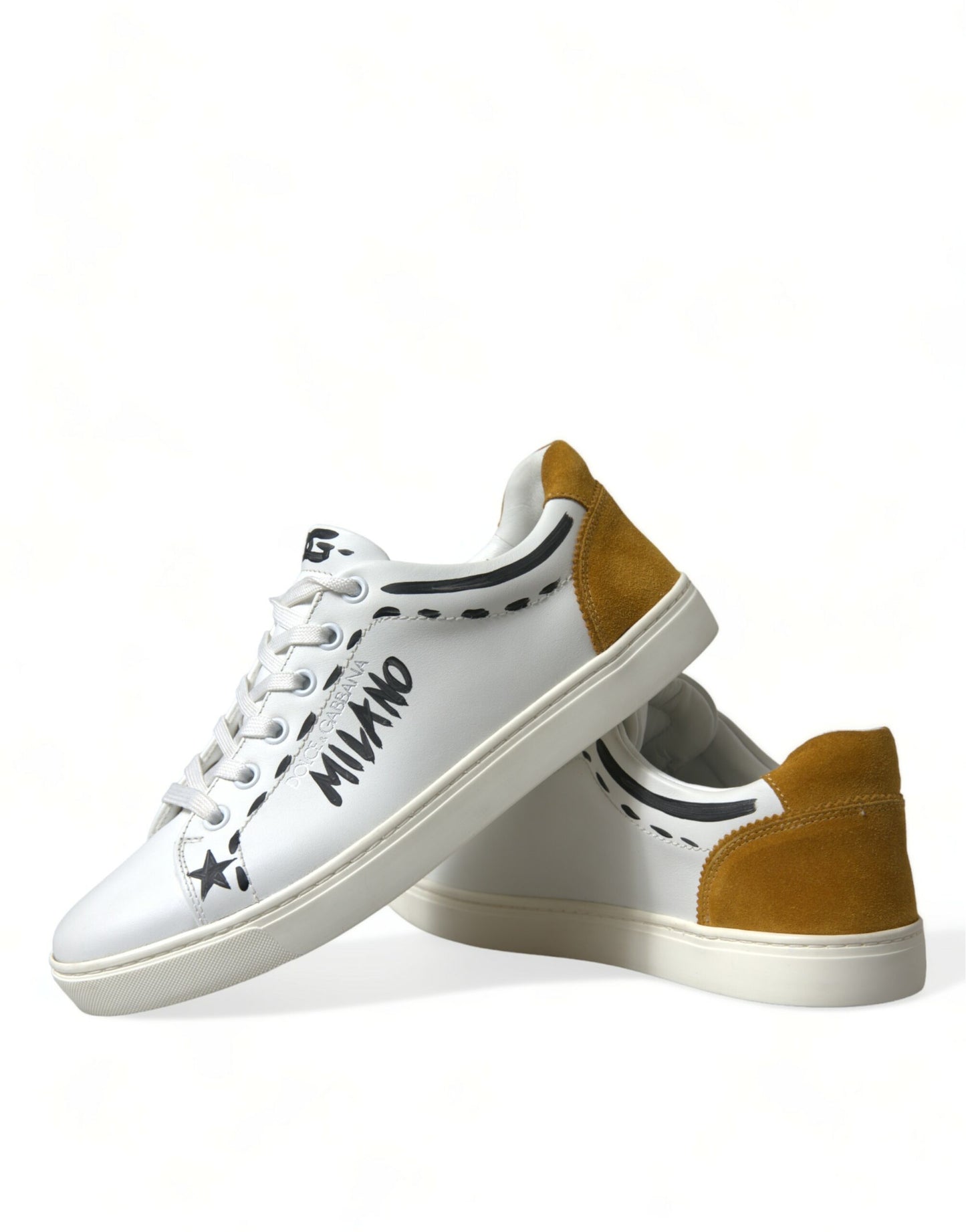 Dolce &amp; Gabbana Smooth white low-top leather sneakers