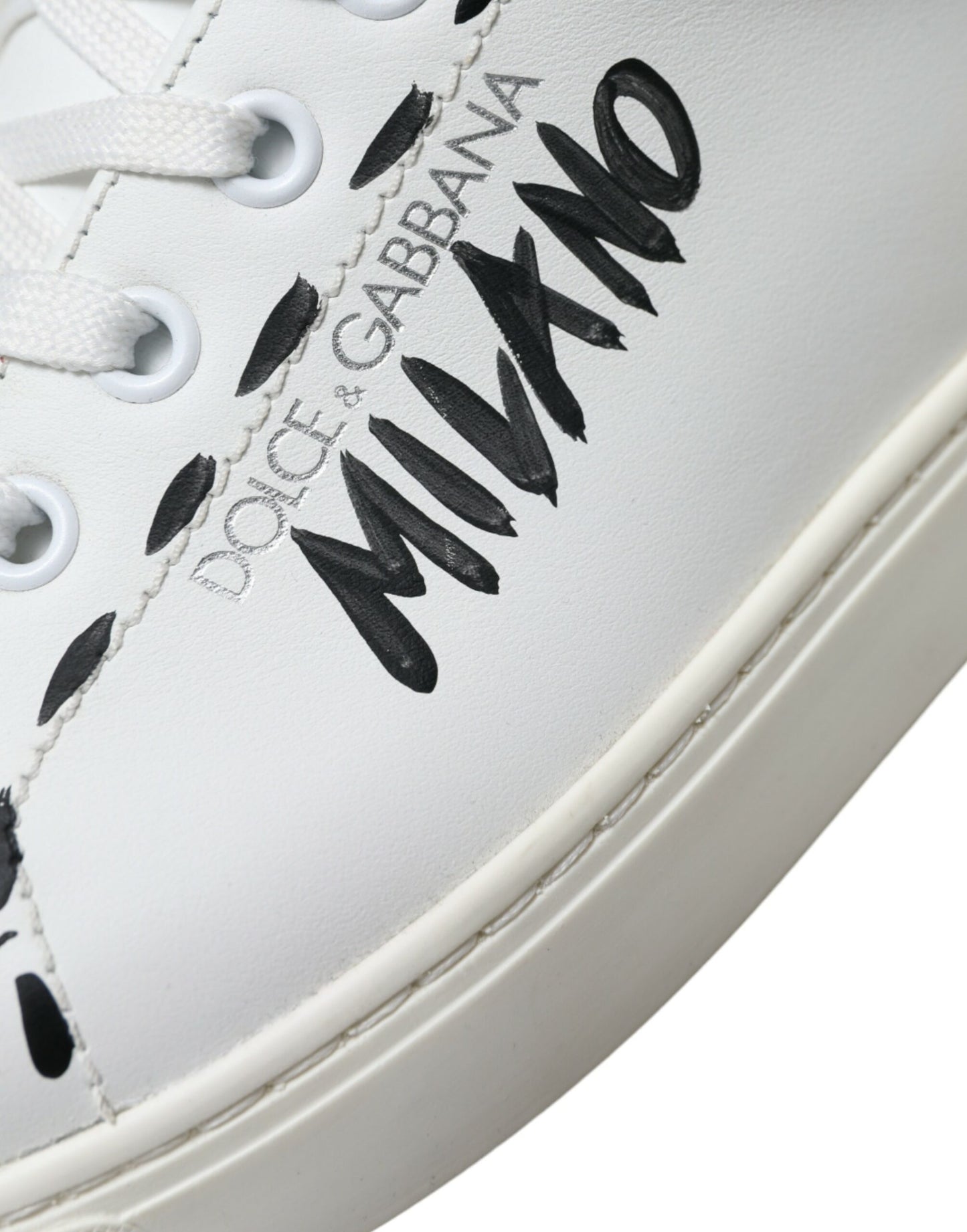 Dolce &amp; Gabbana Smooth white low-top leather sneakers