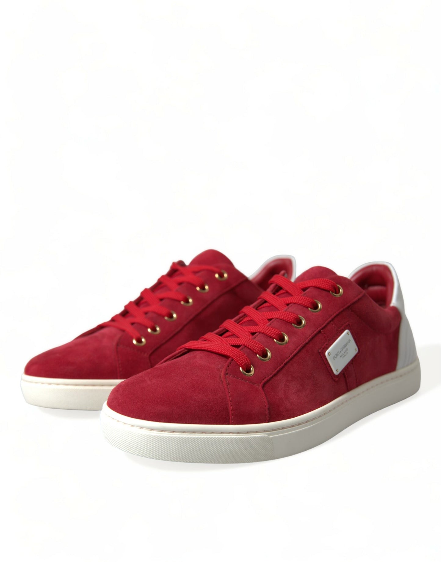 Dolce &amp; Gabbana Elegant red and white low-top sneakers