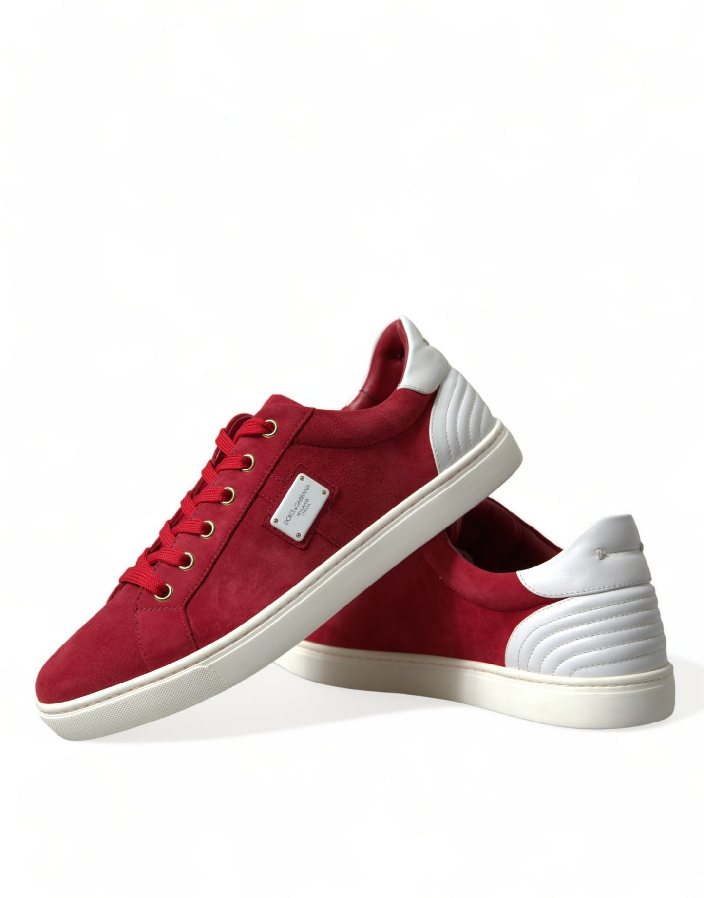 Dolce &amp; Gabbana Elegant red and white low-top sneakers