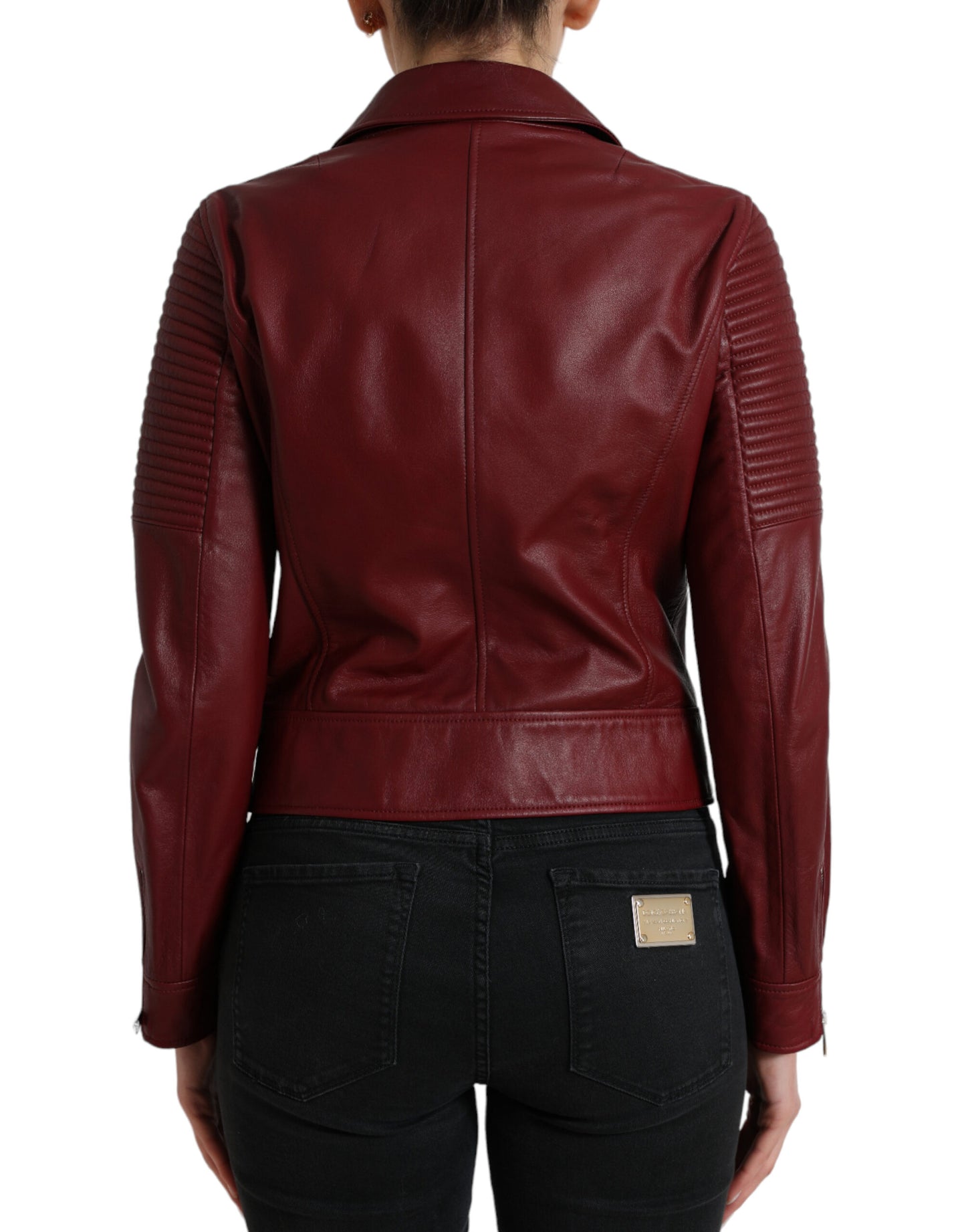 Dolce &amp; Gabbana Bordeaux Biker -nahkatakki