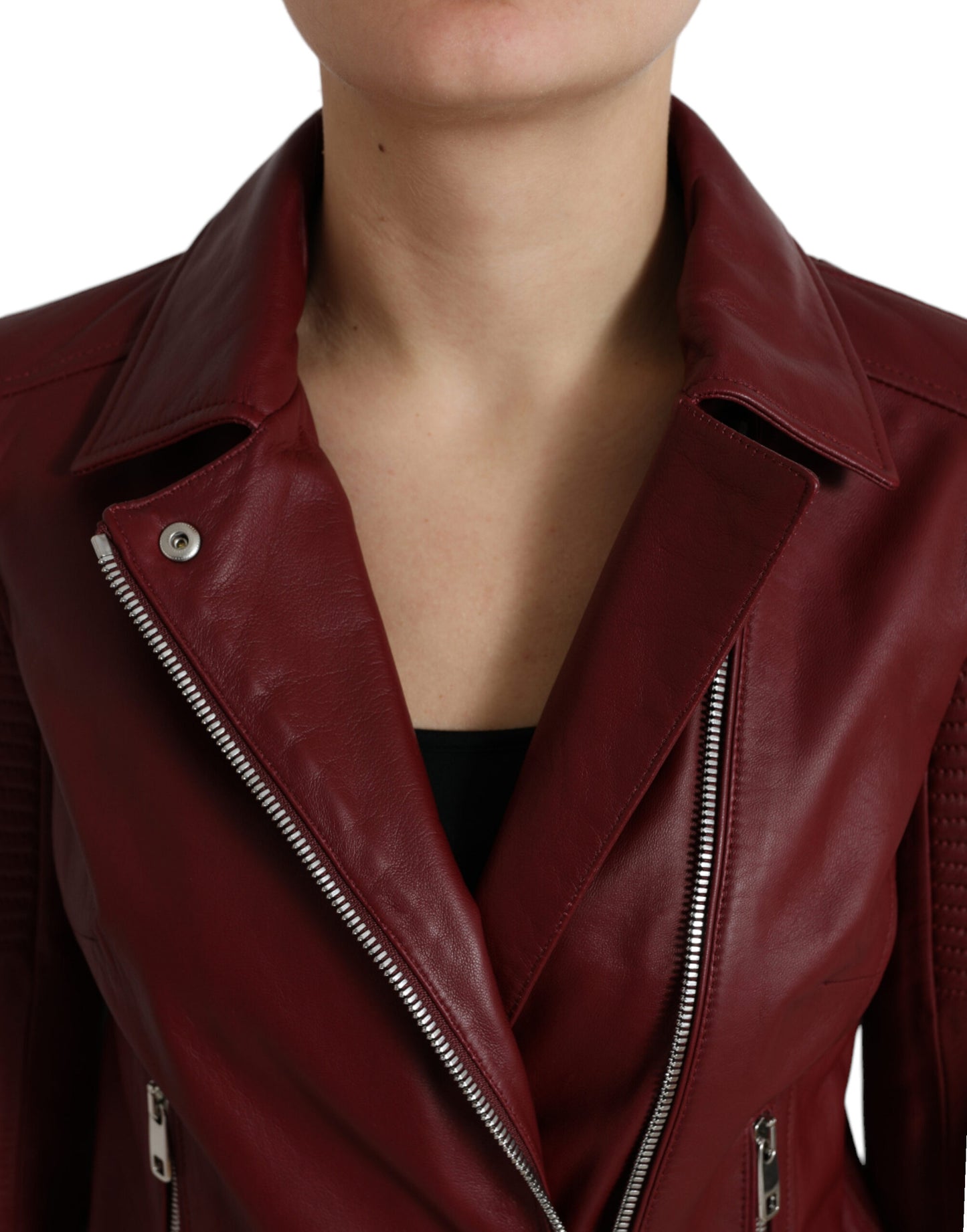 Dolce &amp; Gabbana Bordeaux Biker -nahkatakki