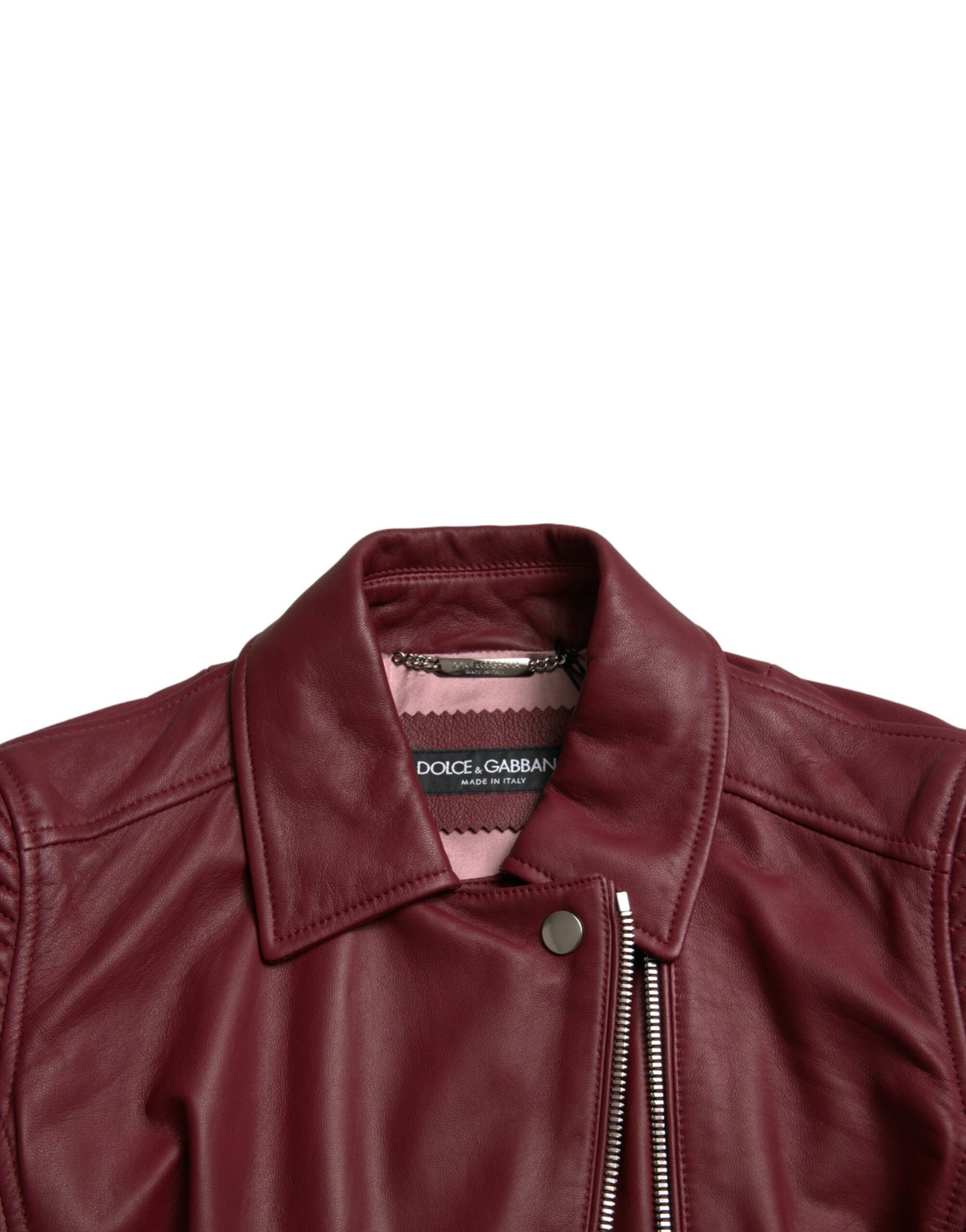 Dolce &amp; Gabbana Bordeaux Biker -nahkatakki