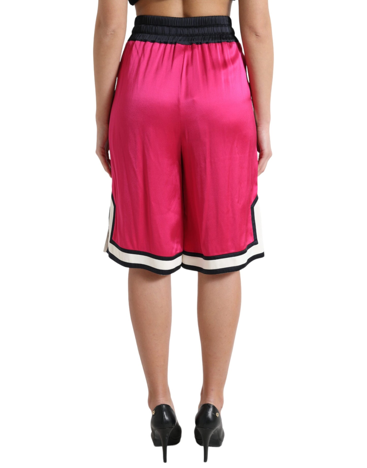 Dolce & Gabbana Schicke pinke Jersey-Shorts mit hoher Taille