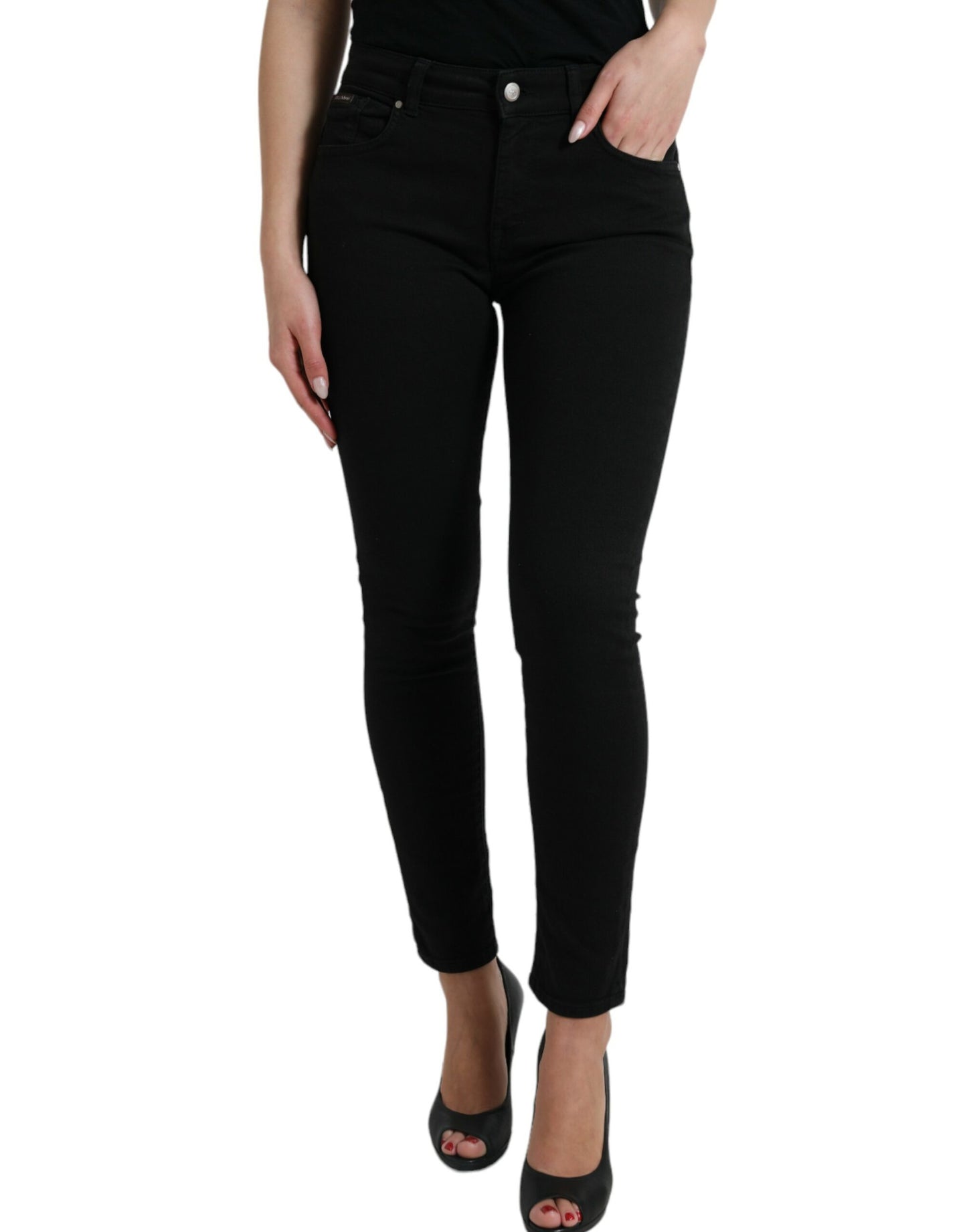 Dolce &amp; Gabbana Elegant black mid-rise stretch jeans