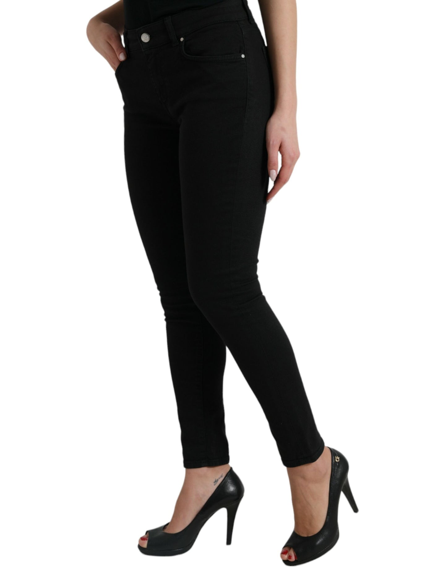 Dolce &amp; Gabbana Elegant black mid-rise stretch jeans