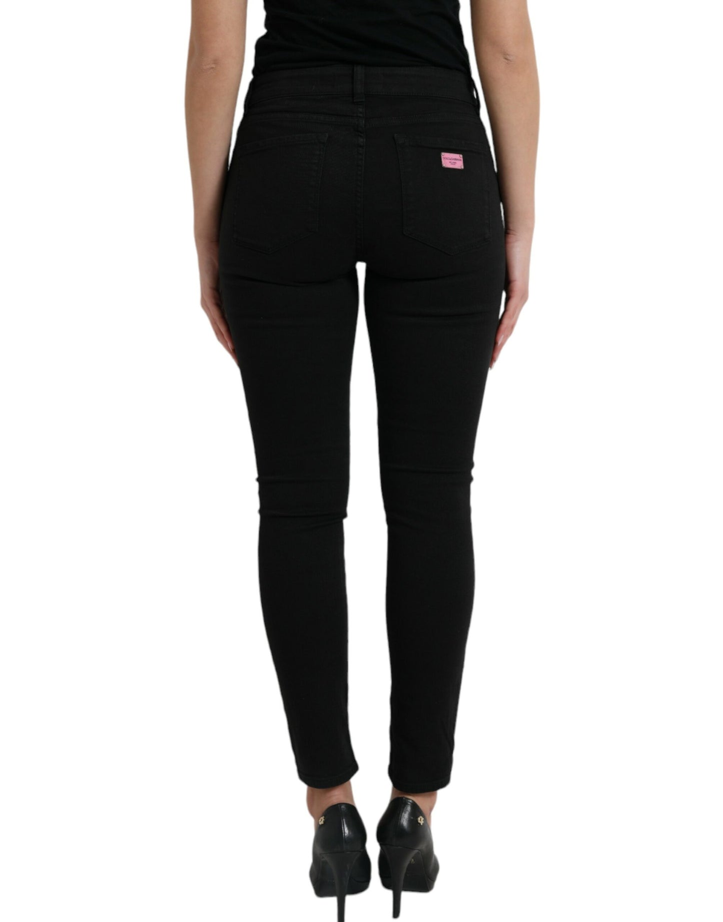 Dolce &amp; Gabbana Elegant black mid-rise stretch jeans