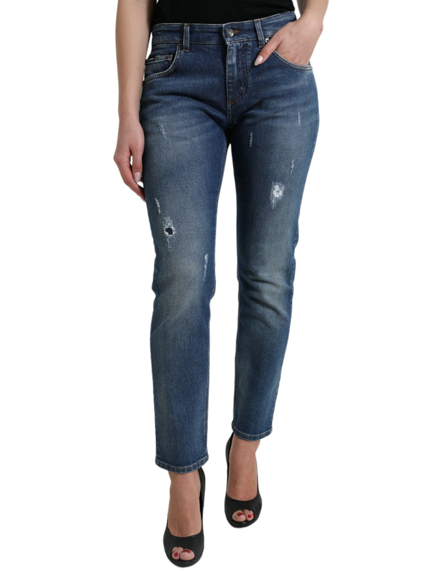 Dolce &amp; Gabbana Chic Boyfriend Stretch Jeans with Mid Waist