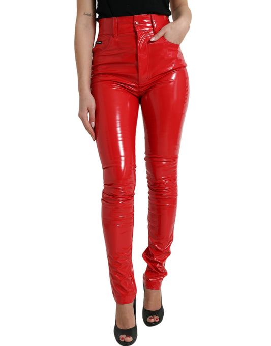 Dolce &amp; Gabbana Red High Waist Skinny Pants - Slim and Chic