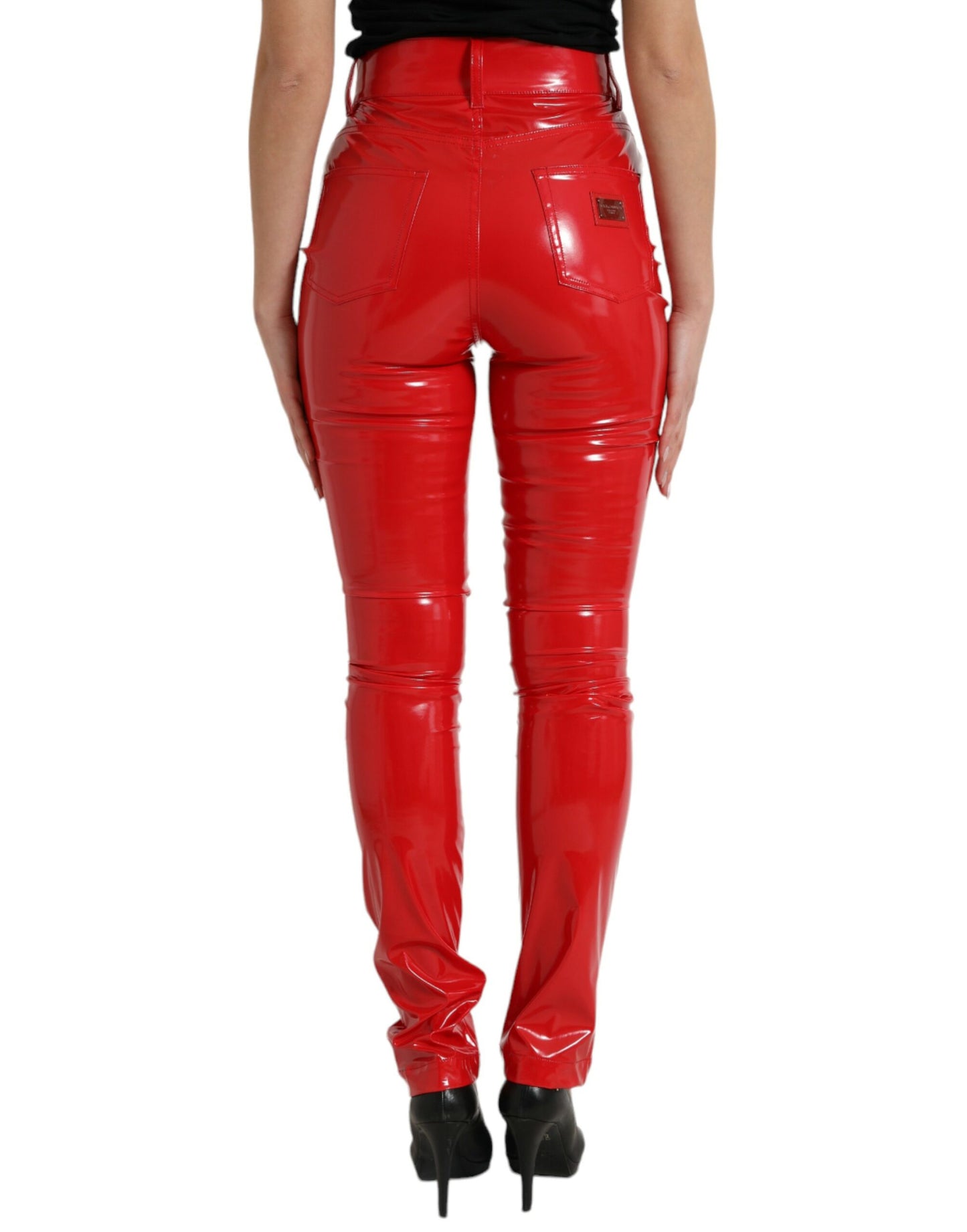 Dolce &amp; Gabbana Red High Waist Skinny Pants - Slim and Chic