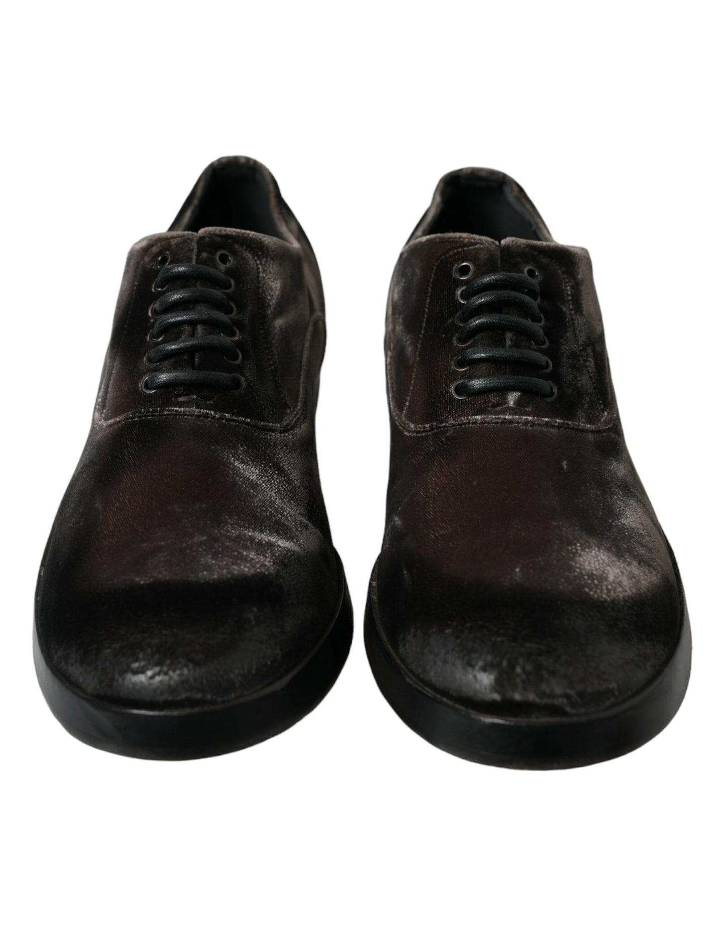 Dolce &amp; Gabbana Elegant Brown Velvet Oxford nauhakengät