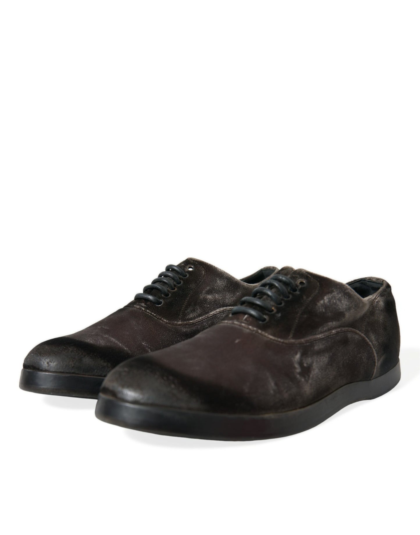 Dolce &amp; Gabbana Elegant Brown Velvet Oxford nauhakengät