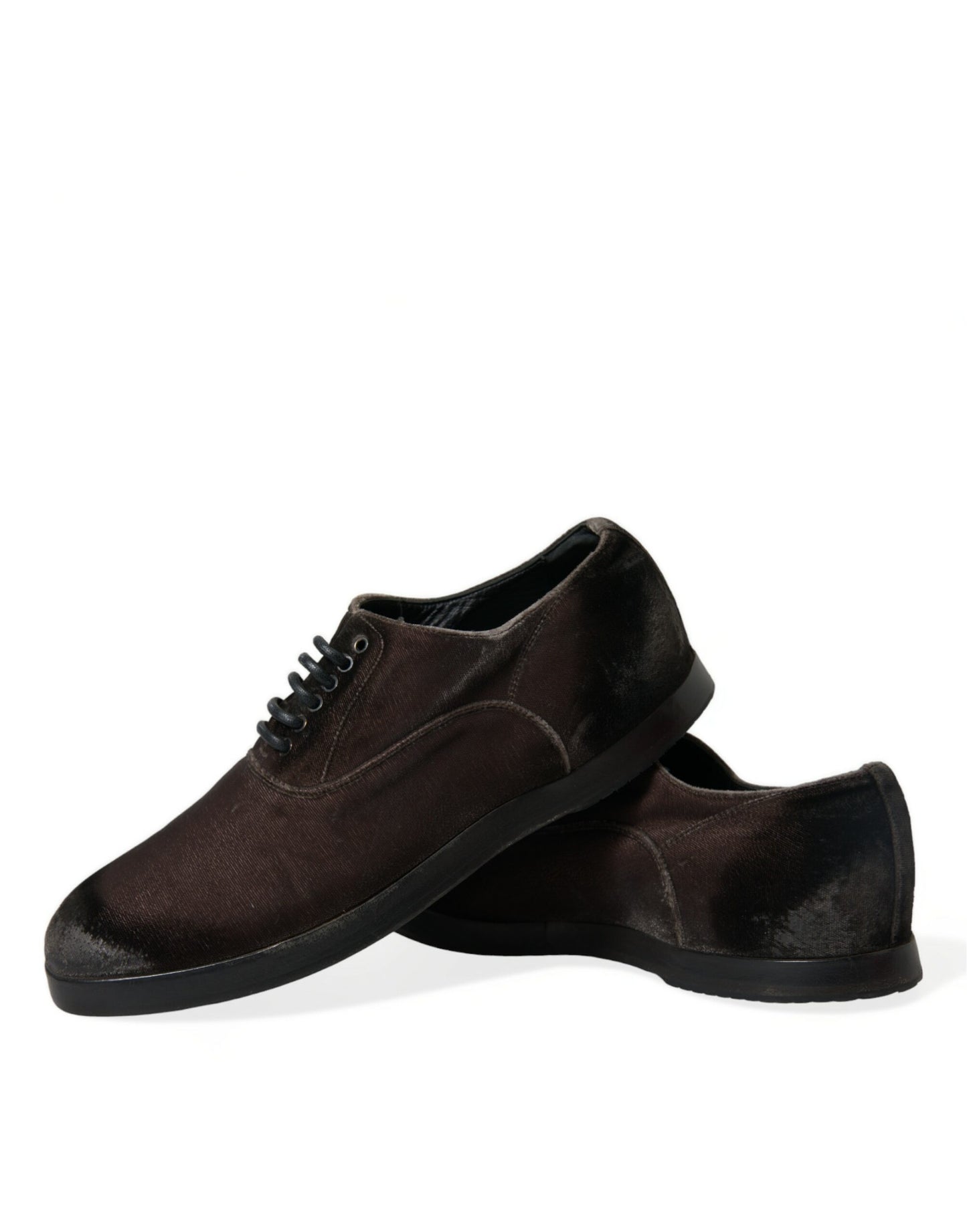 Dolce &amp; Gabbana Elegant Brown Velvet Oxford nauhakengät