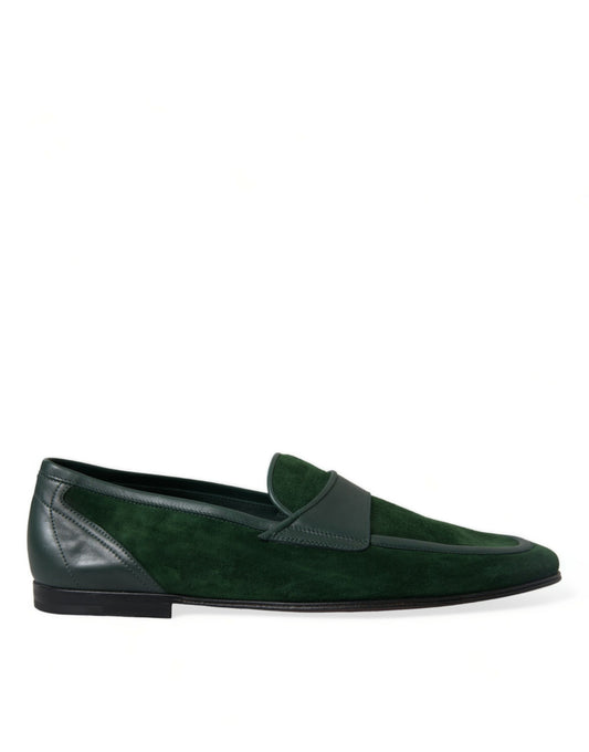 Dolce & Gabbana Smaragdgrüne Loafers aus Samt für Männer