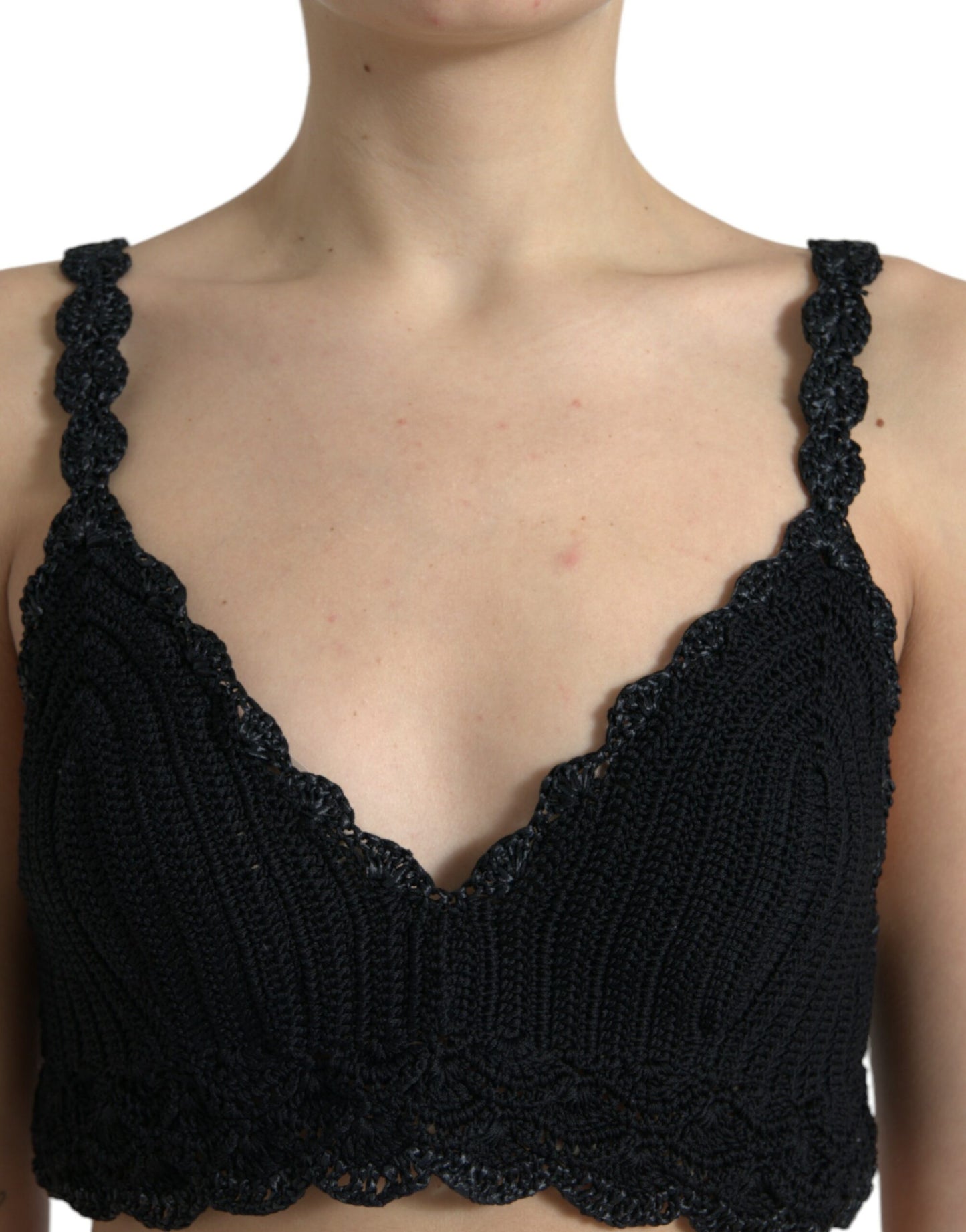 Dolce & Gabbana Elegantes schwarzes Häkelkorsett-Top