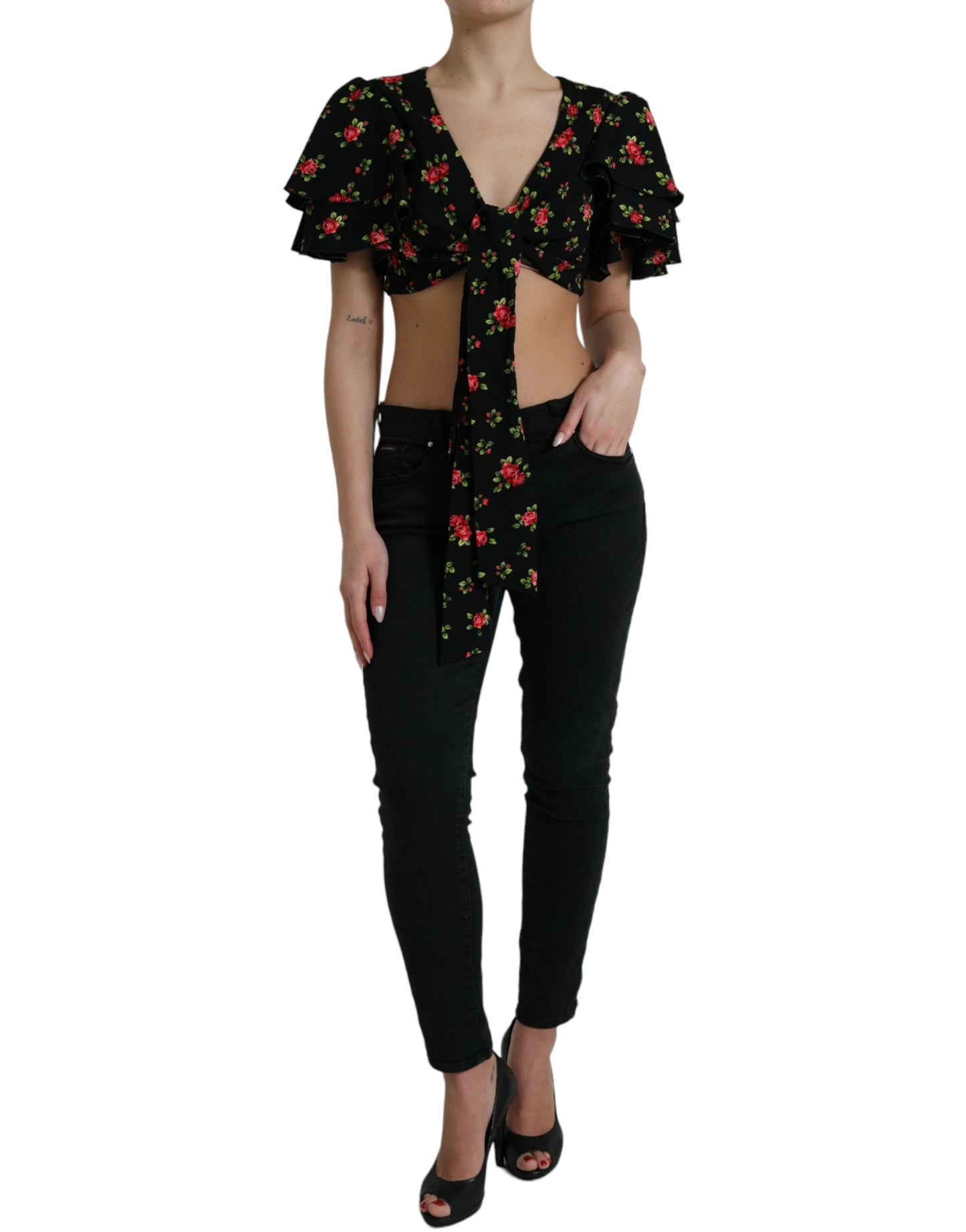 Dolce &amp; Gabbana Cropped Floral Print Top Luxe Fashion