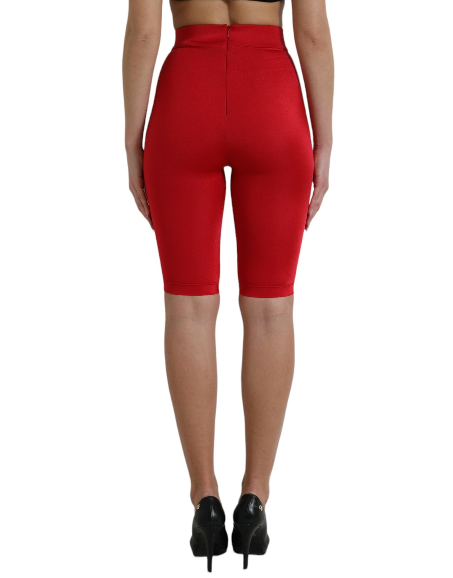 Dolce &amp; Gabbana Red High Waisted Cropped Stretch Leggings