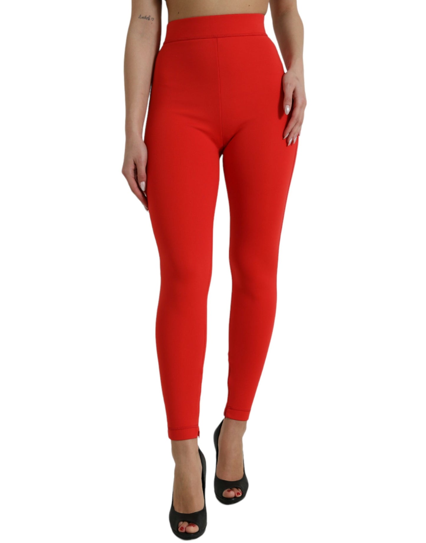 Dolce &amp; Gabbana Elegant Red High Waist Leggings