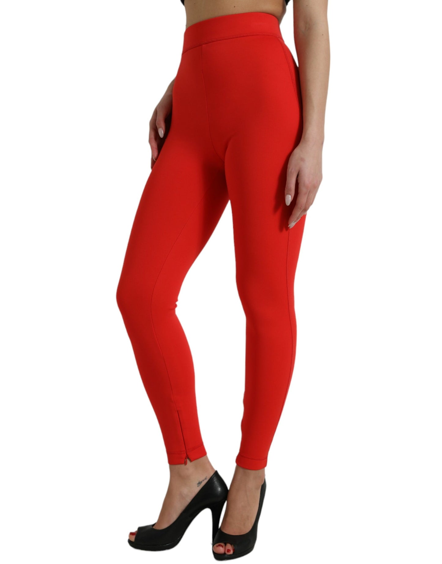 Dolce &amp; Gabbana Elegant Red High Waist Leggings