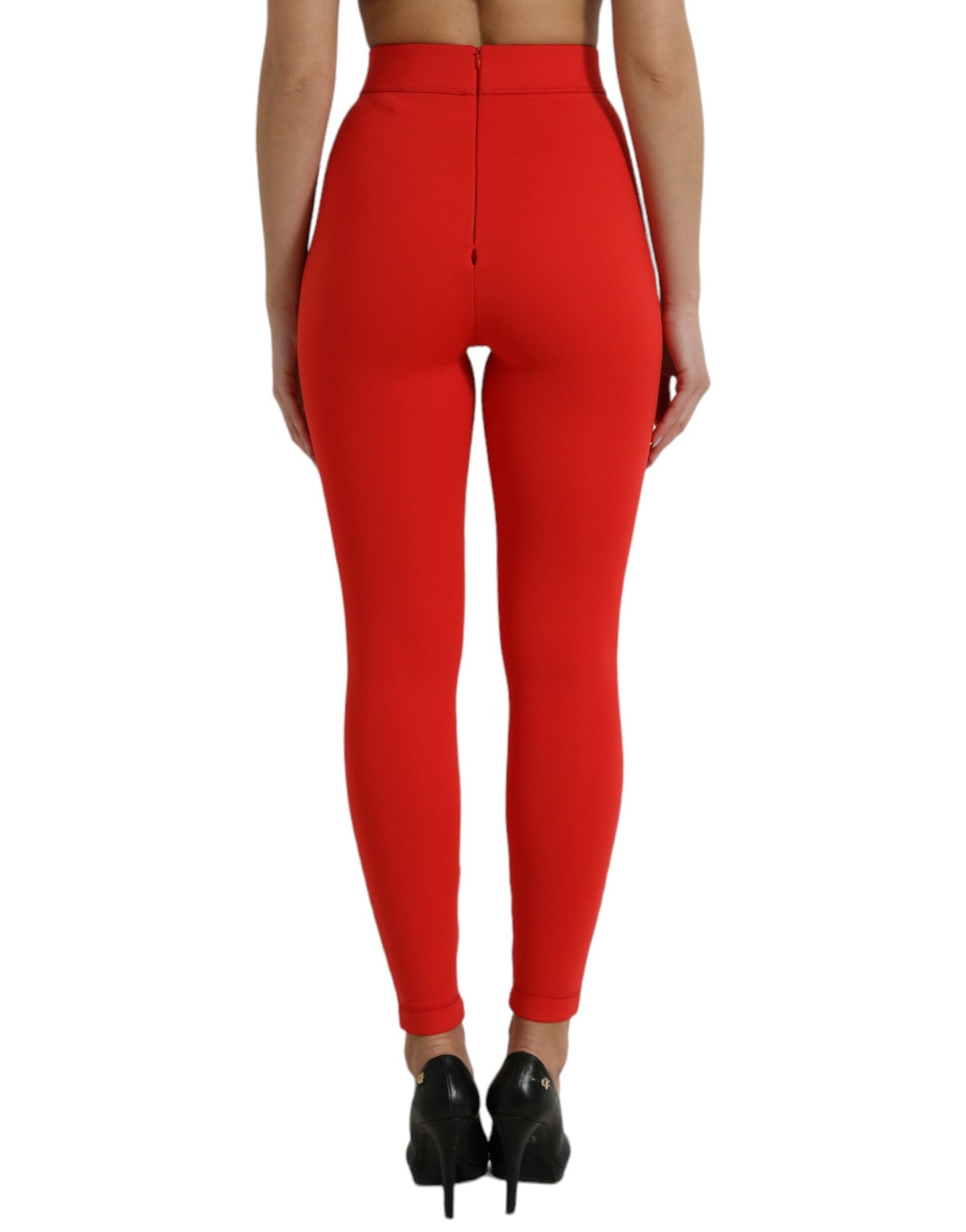 Dolce &amp; Gabbana Elegant Red High Waist Leggings