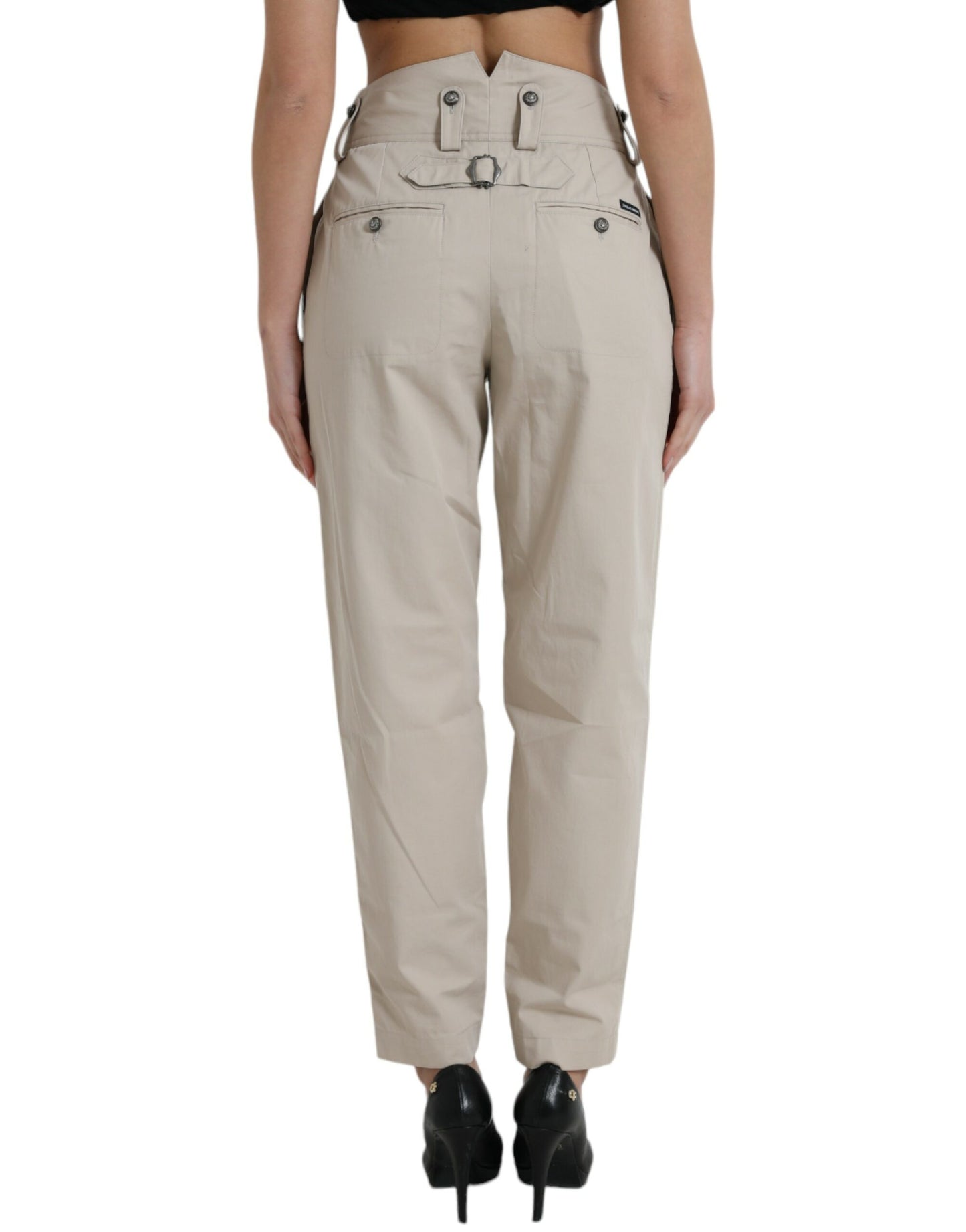 Dolce &amp; Gabbana High-Waisted Tapered Fashion Pants - Beige