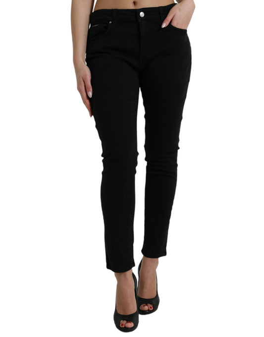 Dolce & Gabbana Elegante schwarze Stretch-Jeans mit mittlerer Taille