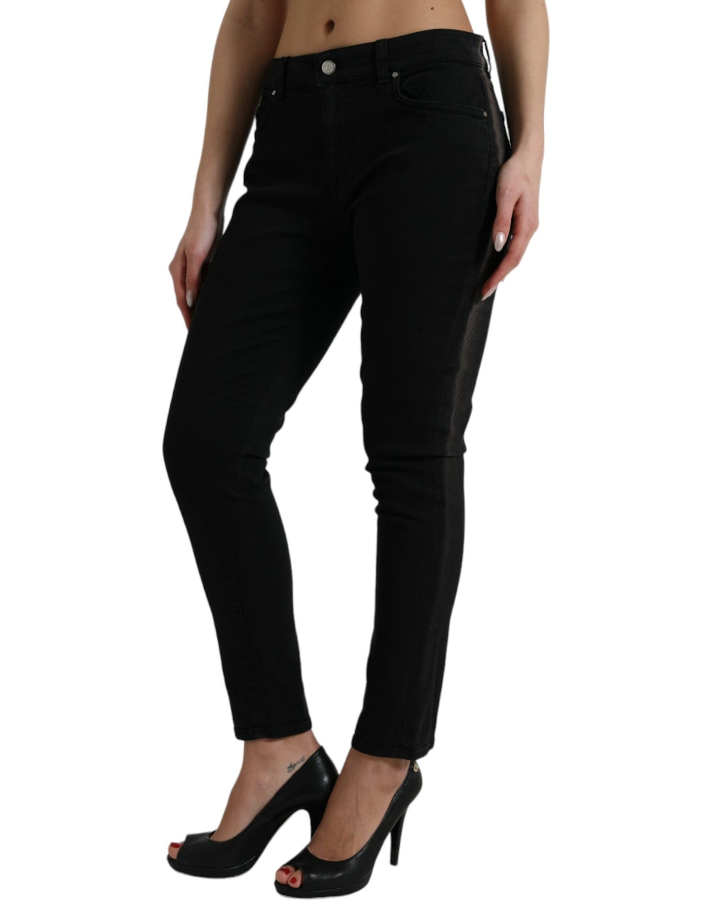 Dolce & Gabbana Elegante schwarze Stretch-Jeans mit mittlerer Taille