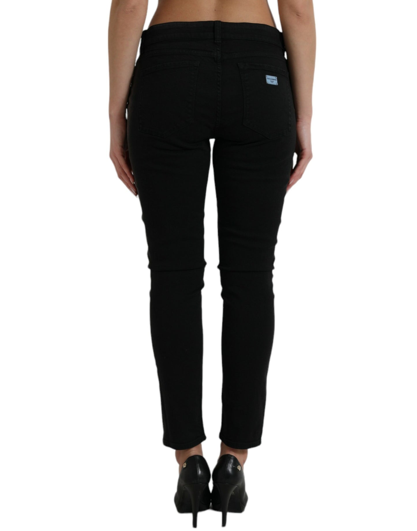 Dolce & Gabbana Elegante schwarze Stretch-Jeans mit mittlerer Taille