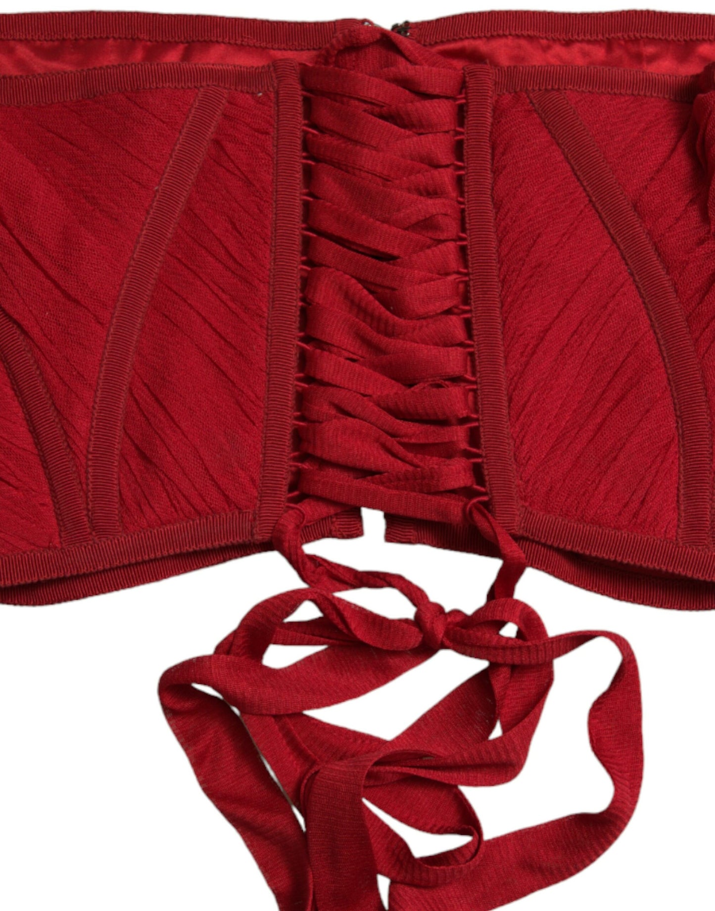 Dolce &amp; Gabbana silk corset waist belt in fiery red