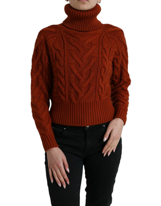 Dolce &amp; Gabbana Elegant brown wool turtleneck sweater