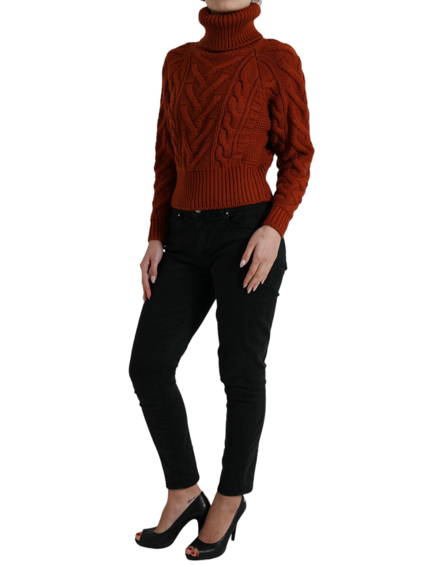 Dolce &amp; Gabbana Elegant brown wool turtleneck sweater