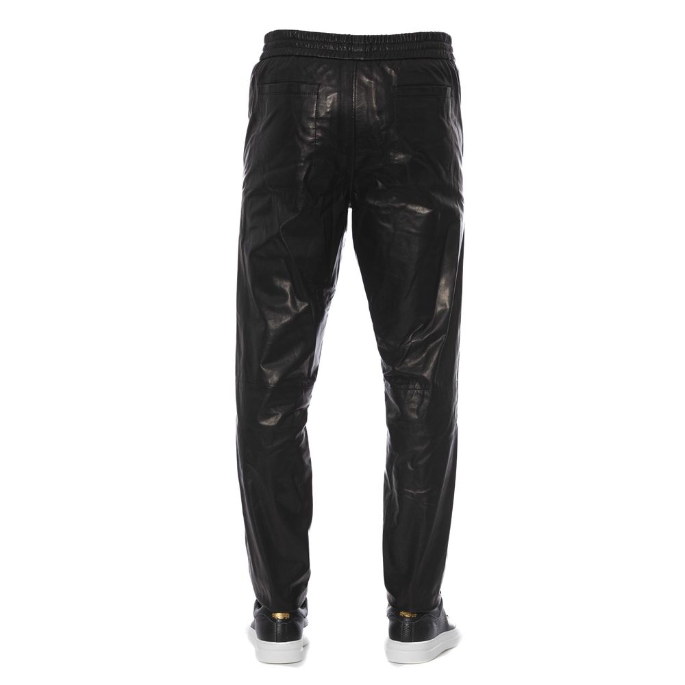 Trussardi Black Leather Men's Pants