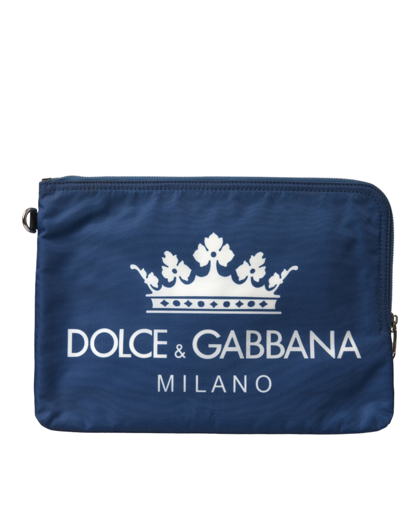 Dolce & Gabbana Elegante blaue Nylon Clutch mit Reißverschluss