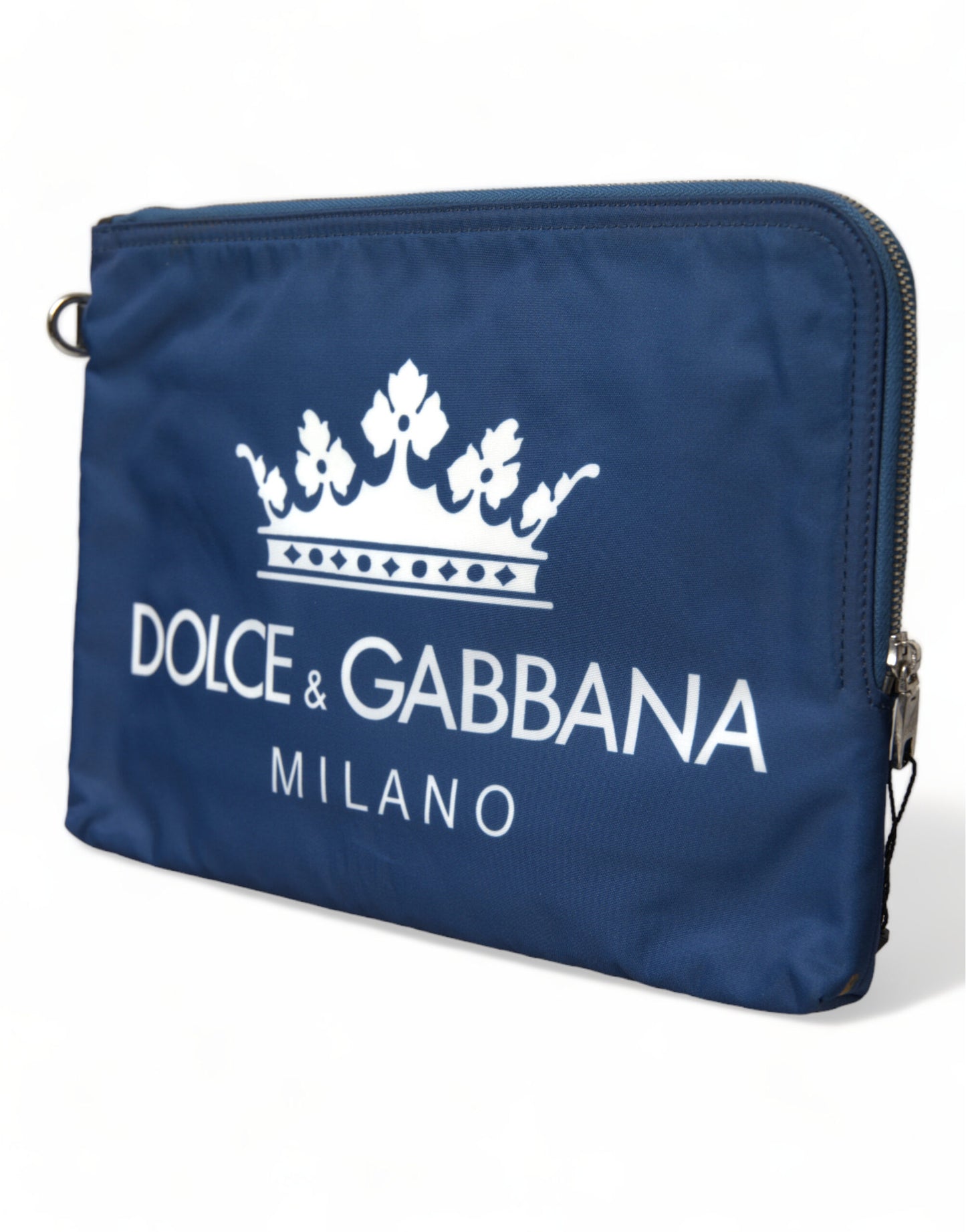 Dolce & Gabbana Elegante blaue Nylon Clutch mit Reißverschluss