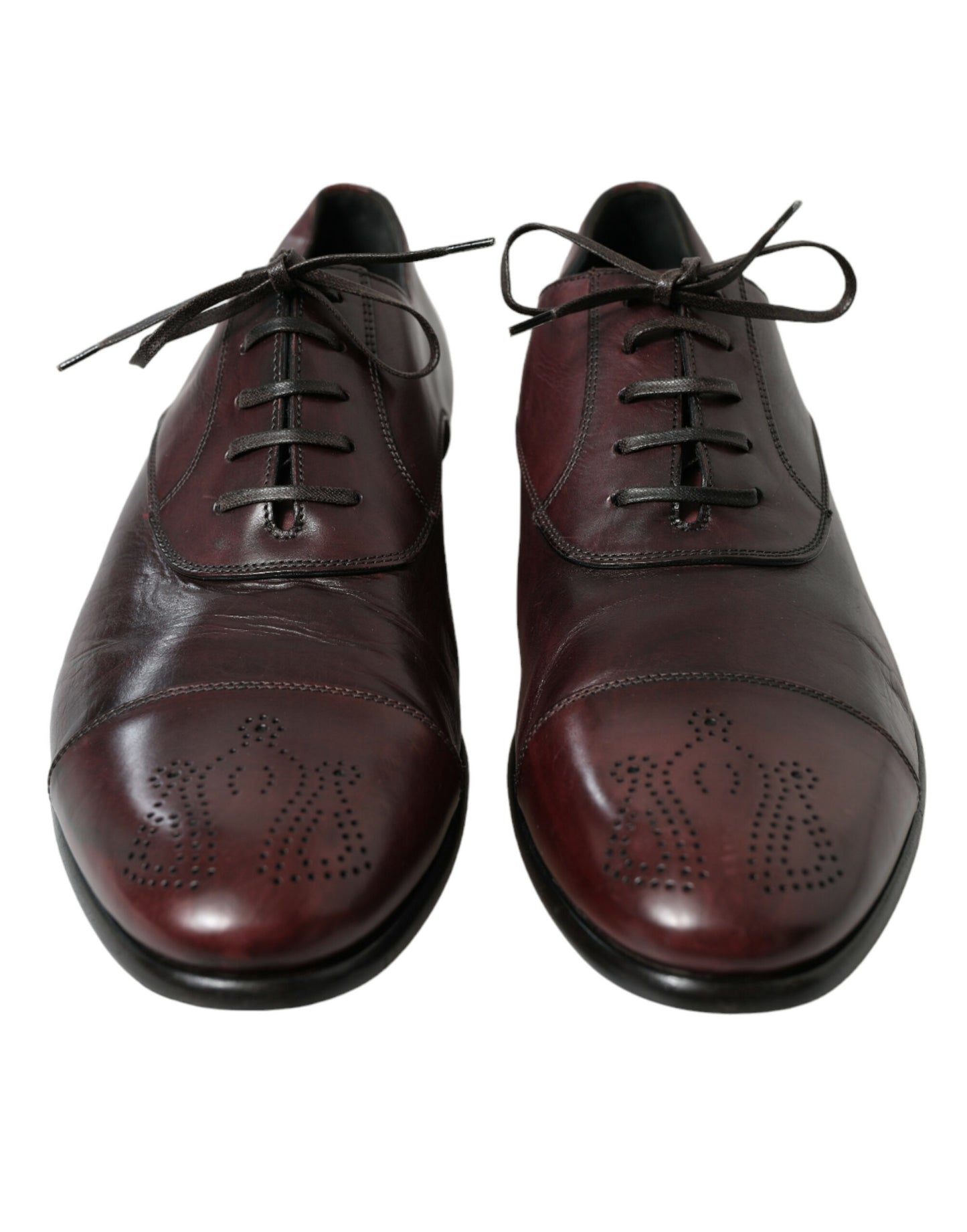 Dolce & Gabbana Elegante Burgunder Leder Derby Schuhe