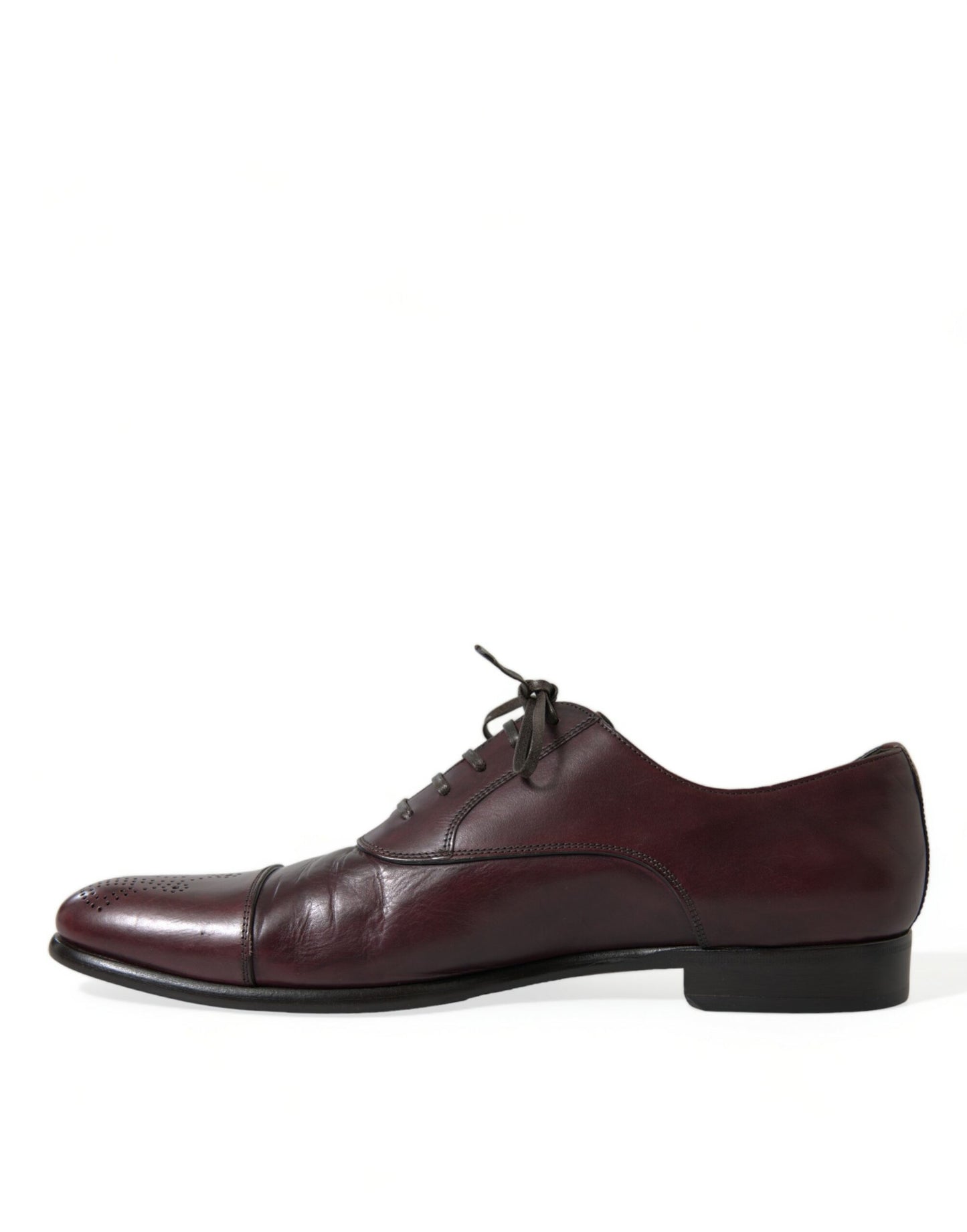 Dolce & Gabbana Elegante Burgunder Leder Derby Schuhe