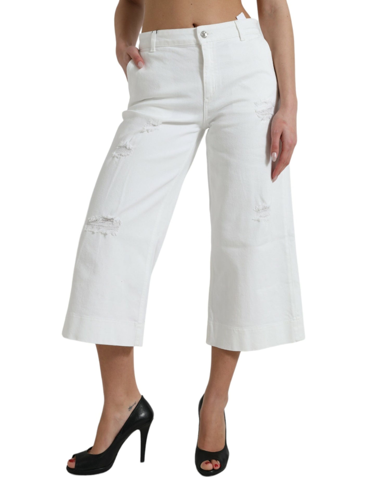 Dolce &amp; Gabbana Elegant white denim mid-waist jeans