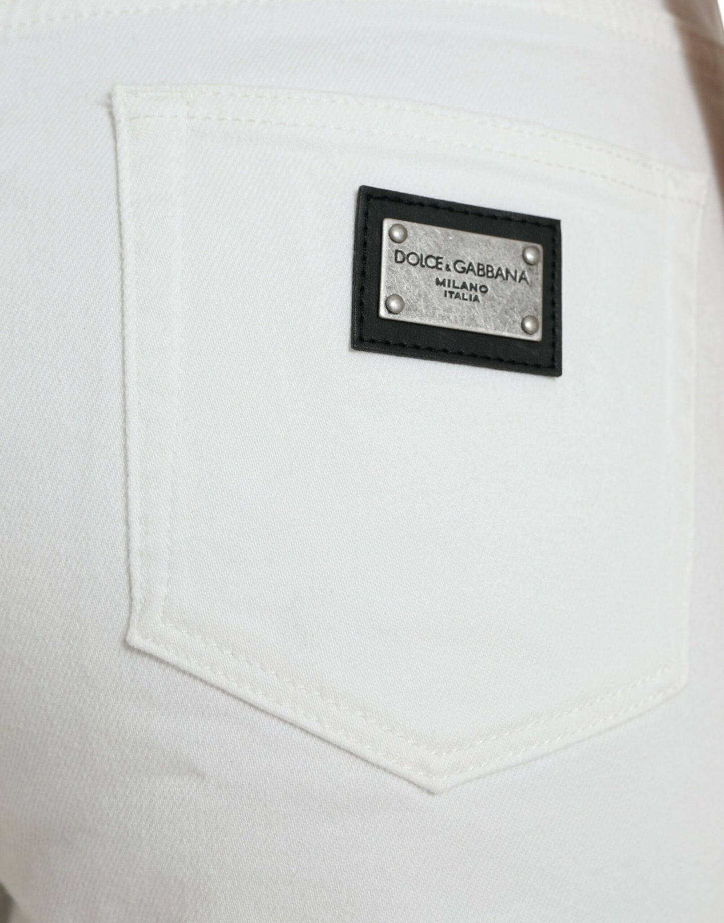 Dolce &amp; Gabbana Elegant white denim mid-waist jeans