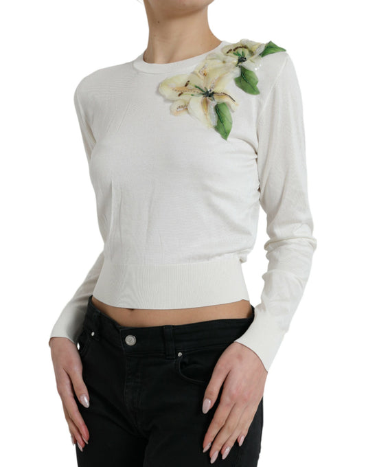 Dolce &amp; Gabbana sweater with silk flower appliqué