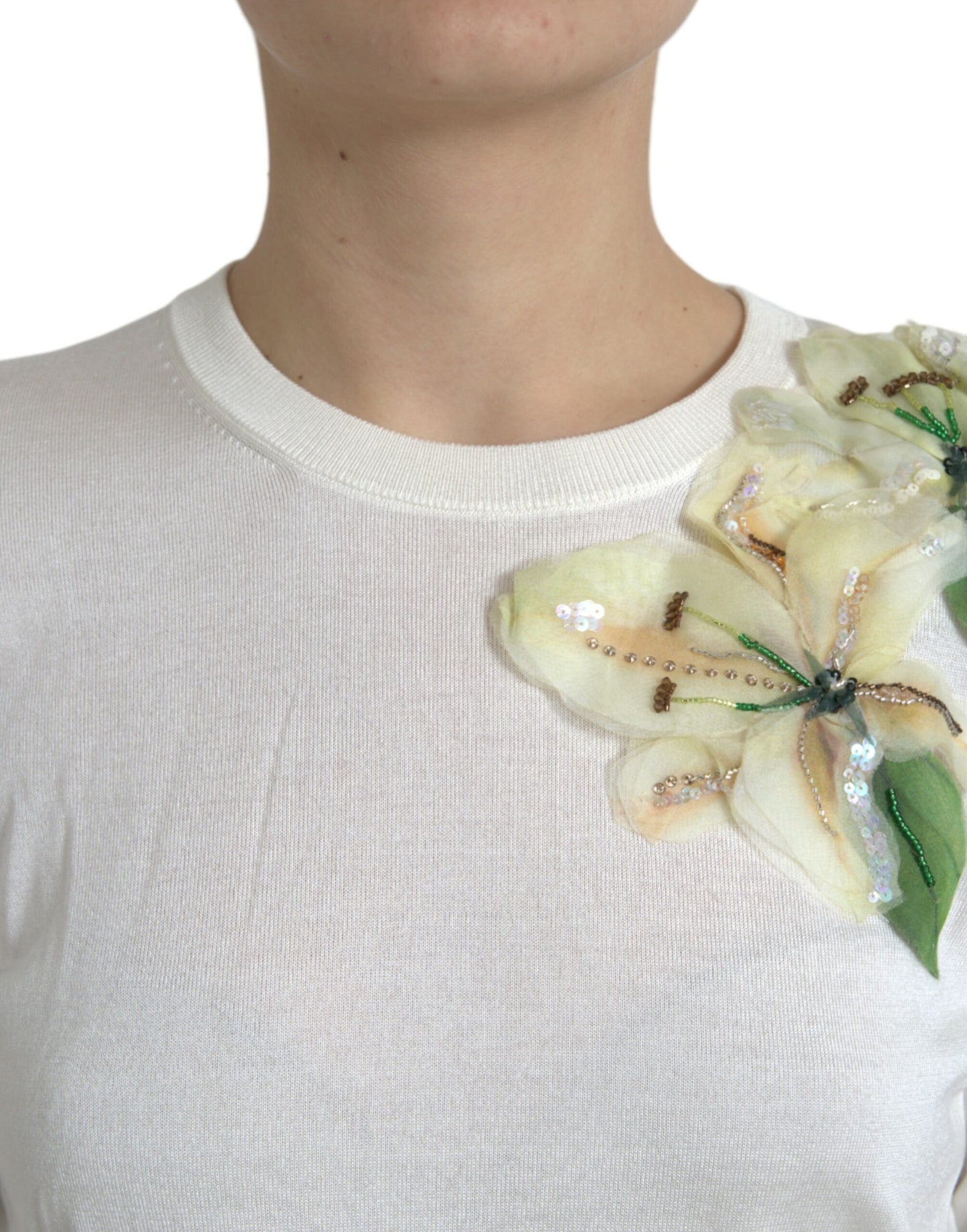 Dolce &amp; Gabbana sweater with silk flower appliqué