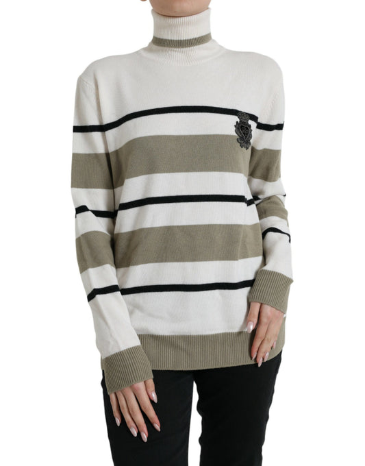 Dolce &amp; Gabbana Italian striped wool turtleneck sweater