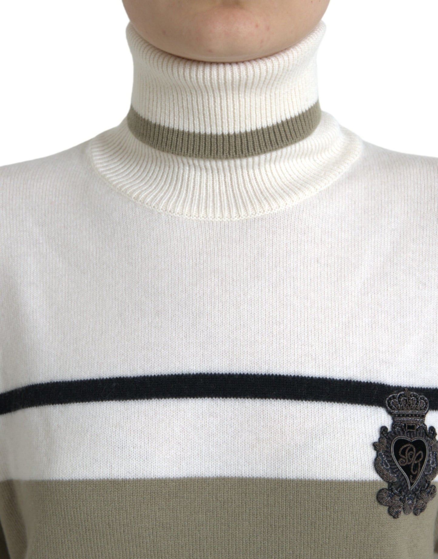 Dolce &amp; Gabbana Italian striped wool turtleneck sweater