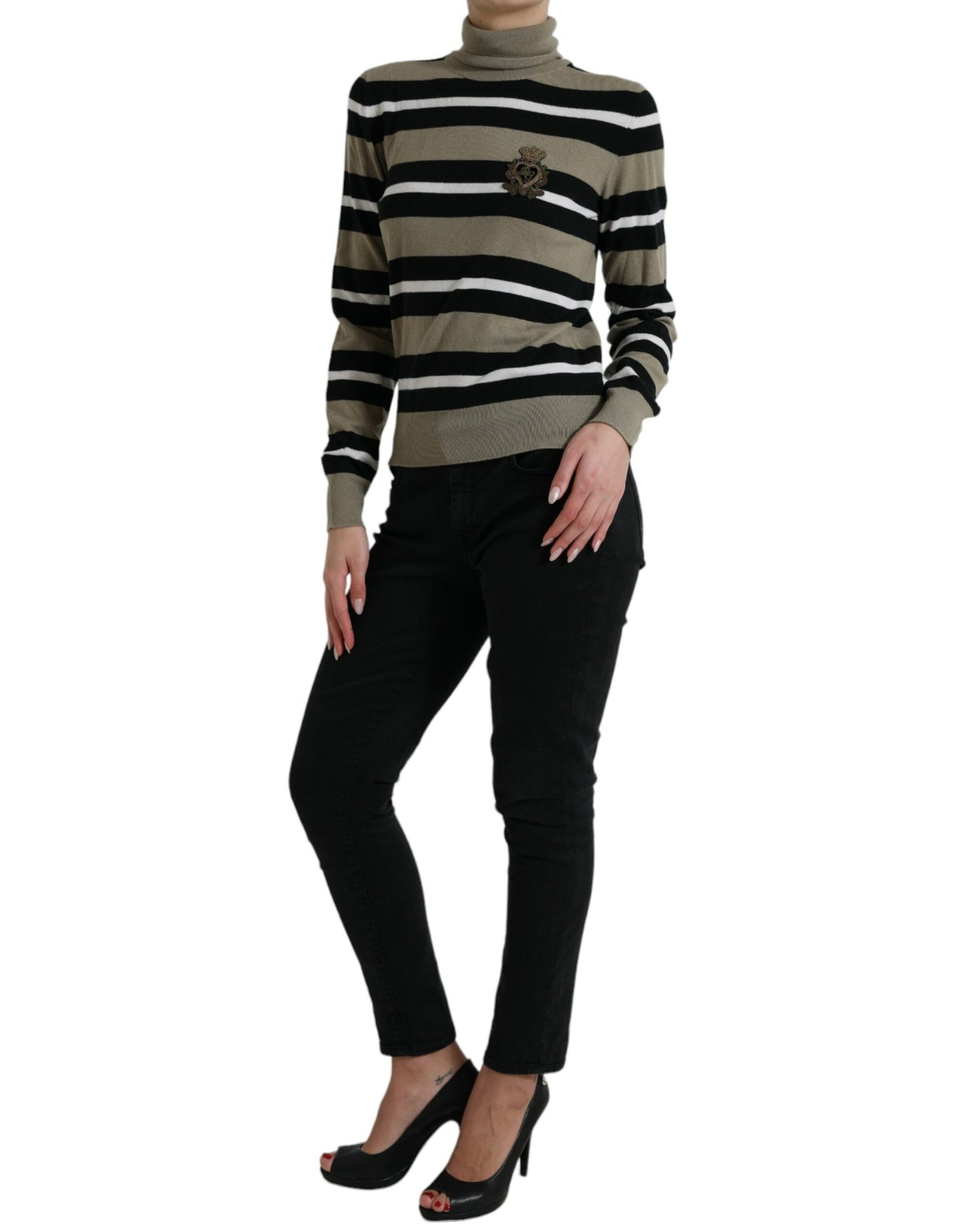 Dolce &amp; Gabbana Elegant striped wool turtleneck sweater